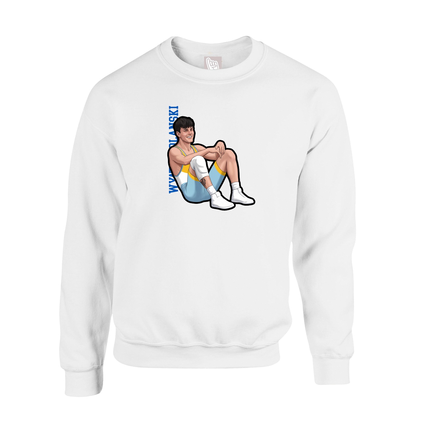 Fleece Crew — Name Vertical in White