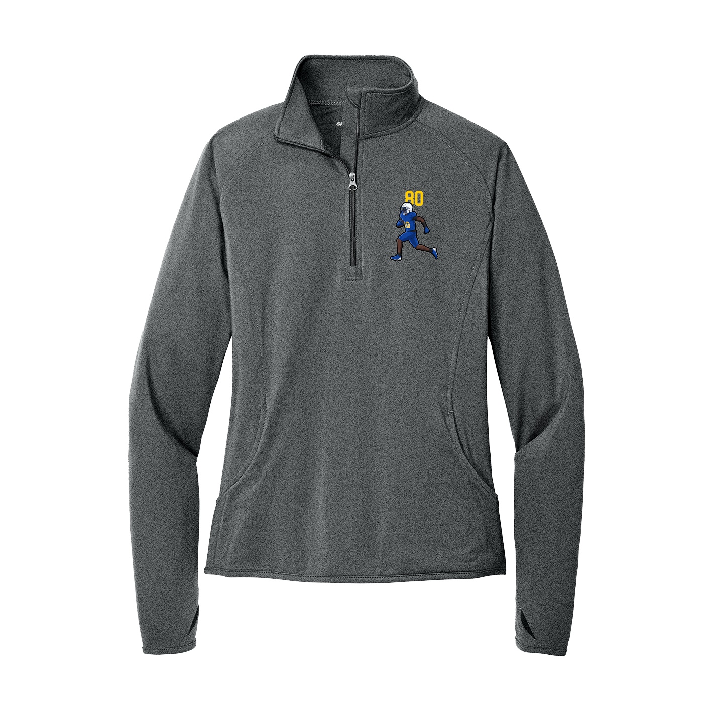 Women's Q-Zip Pullover — Number Top in Grey