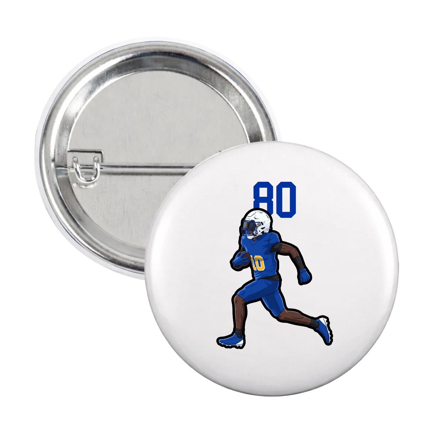 Game Day Button — Number Top in White