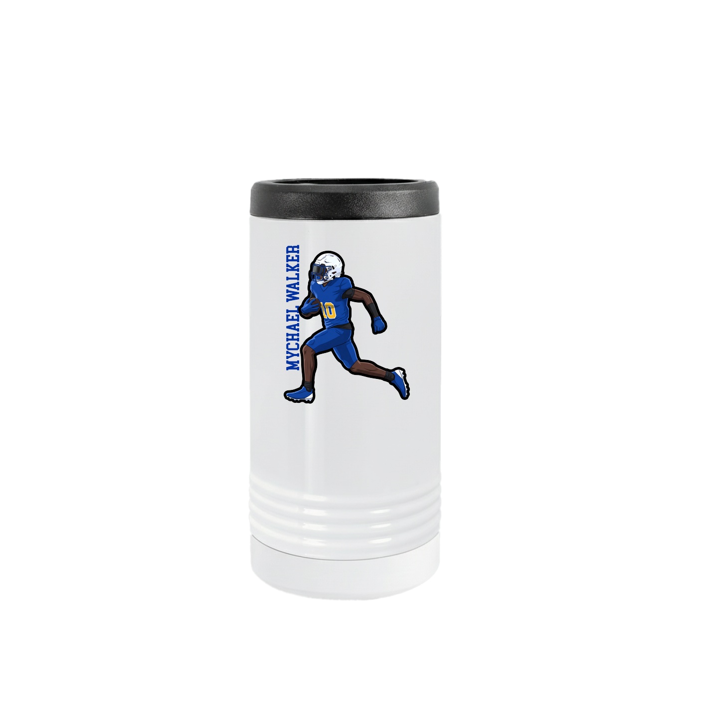 Slim Beverage Holder — Name Vertical in White