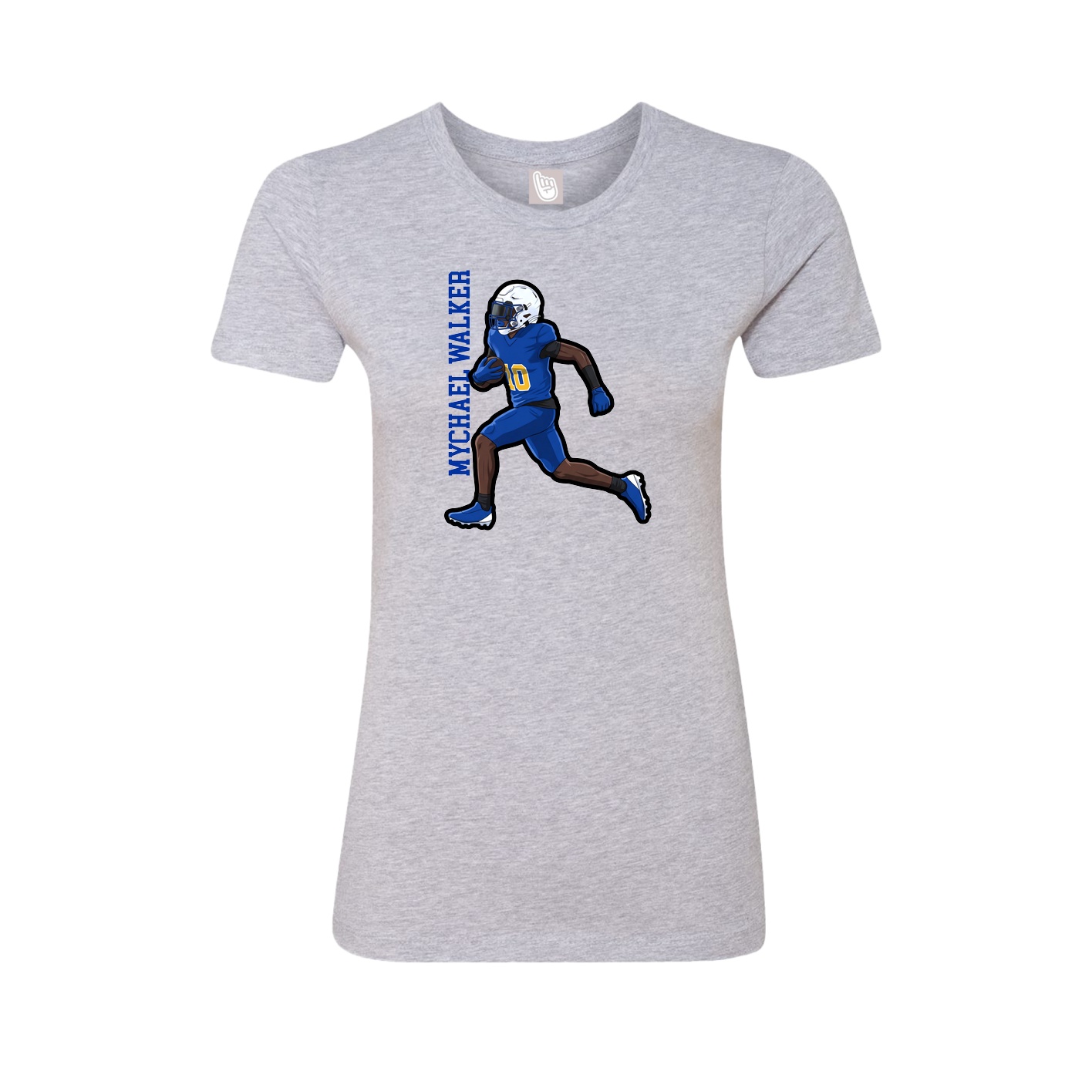 Fitted Women's Tee — Name Vertical in Grey