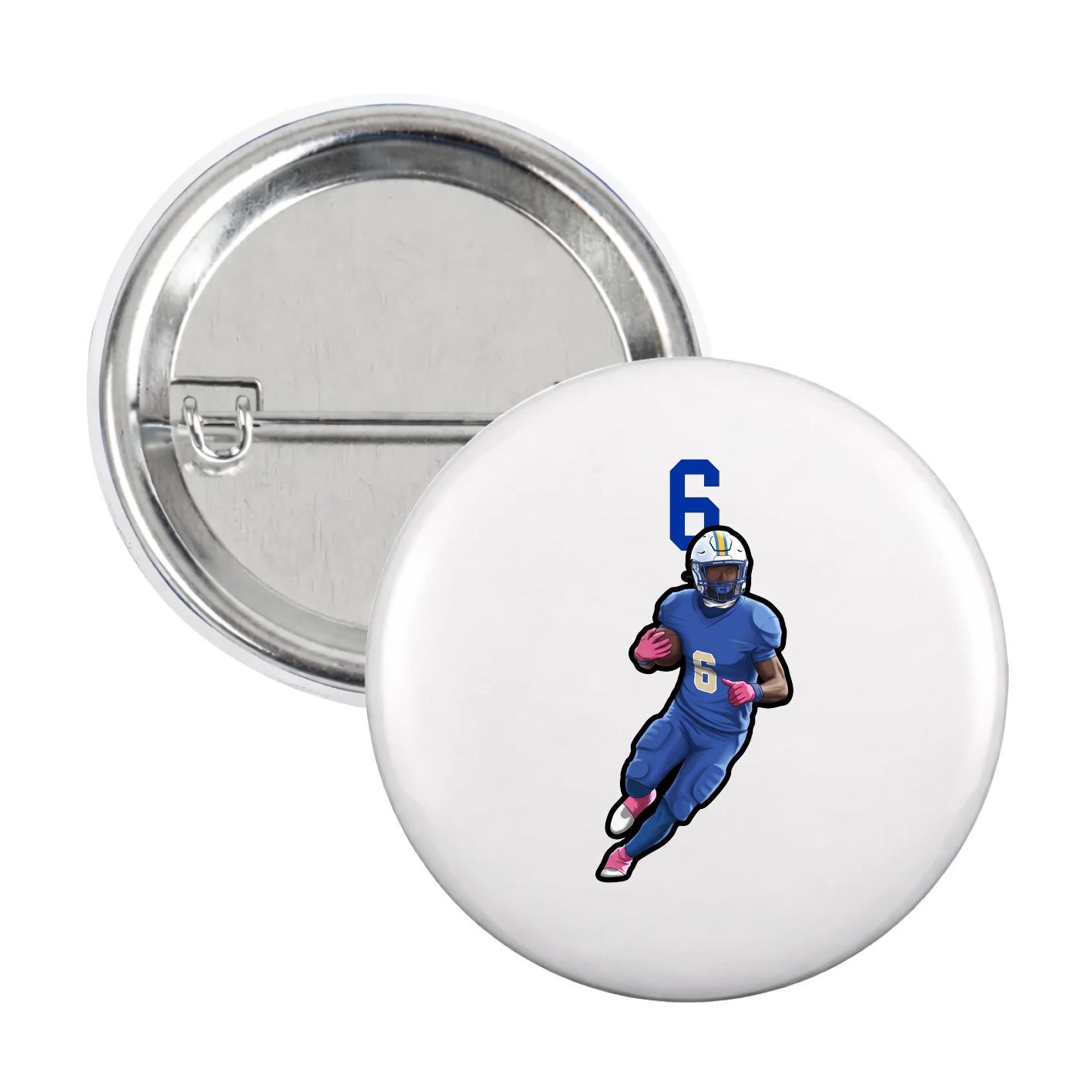 Game Day Button — Number Top in White