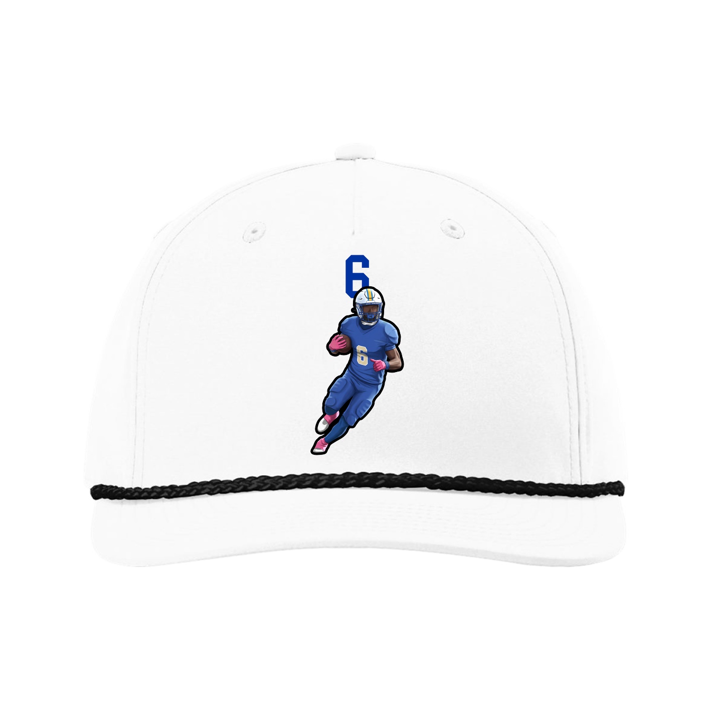 Five-Panel Classic Rope Cap — Number Top in White