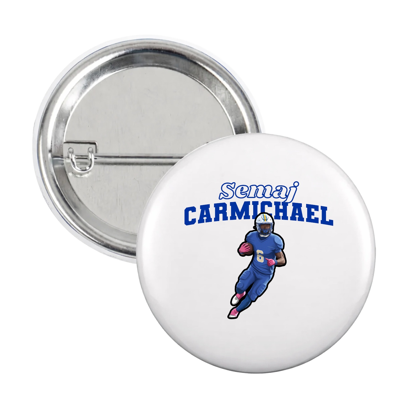 Game Day Button — Name Arch in White