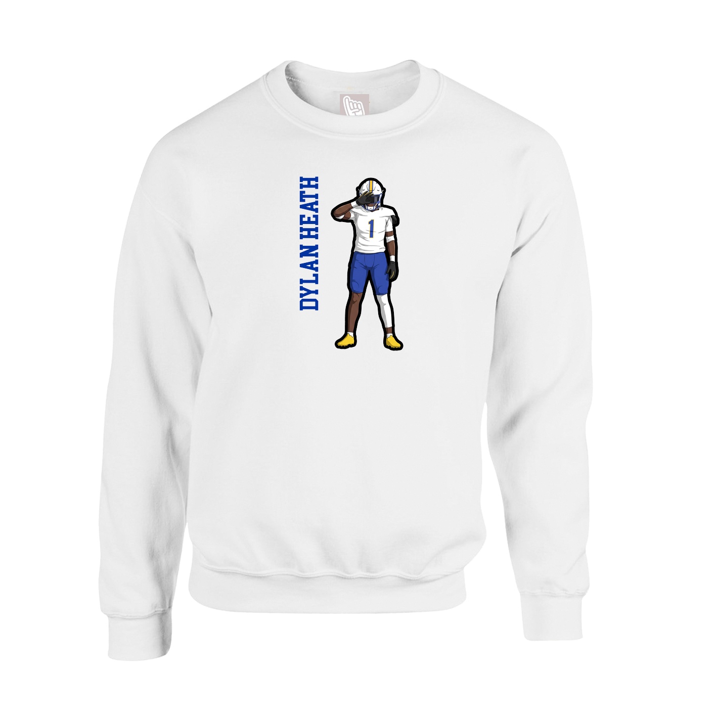 Fleece Crew — Name Vertical in White