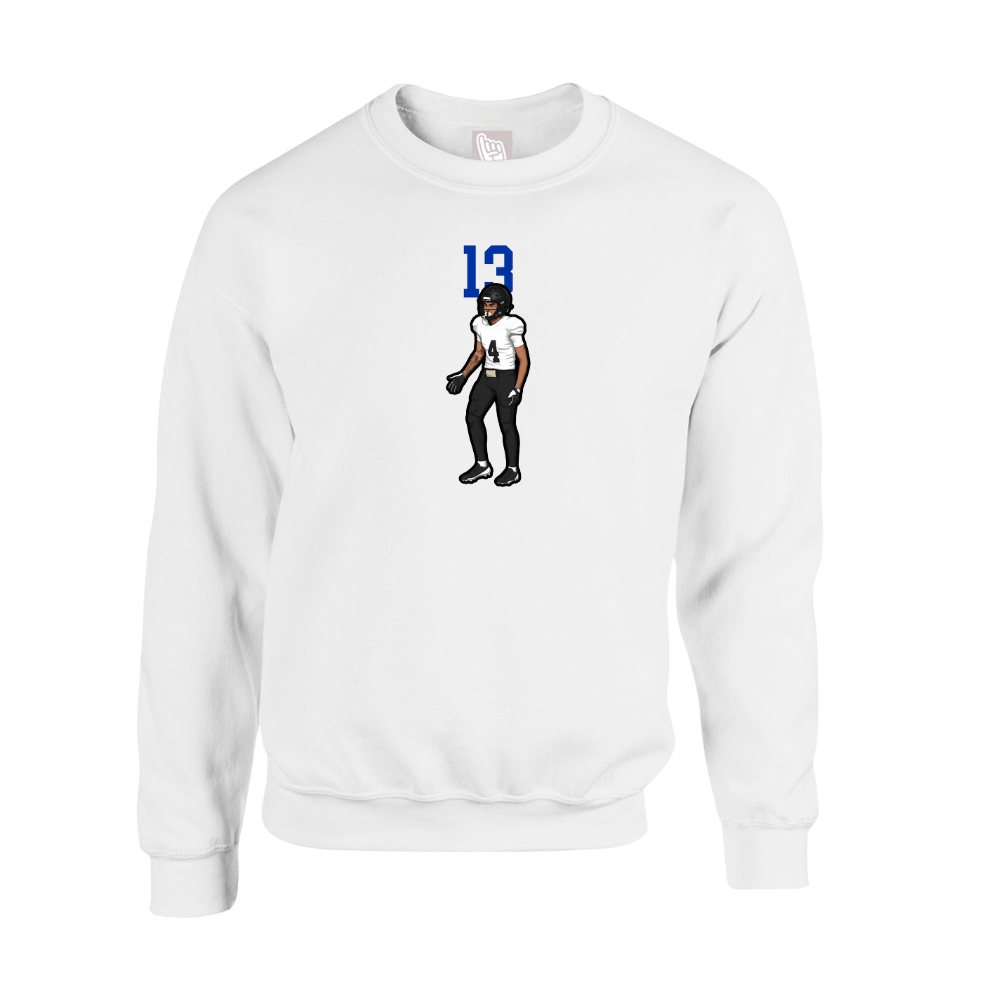 Fleece Crew — Number Top in White