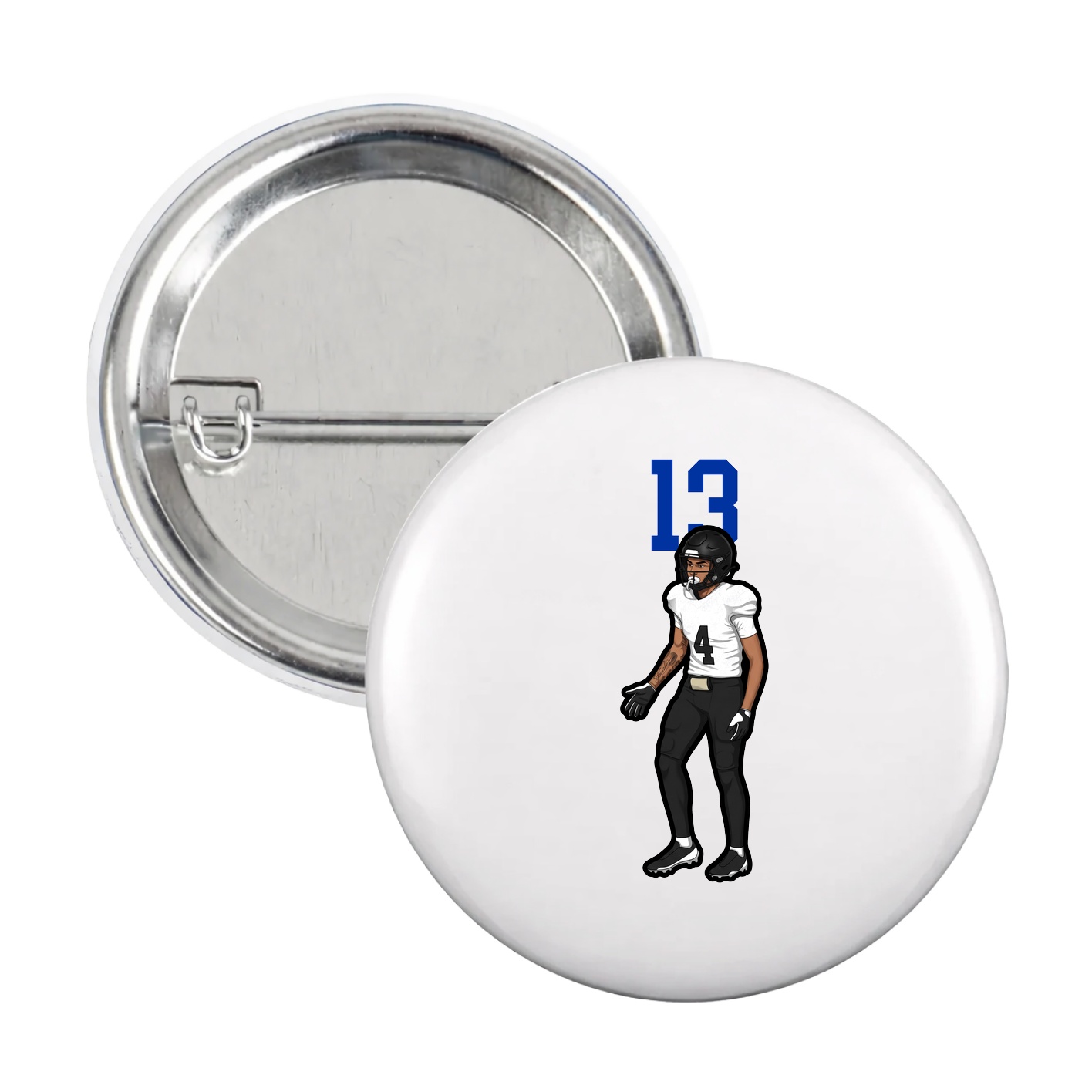 Game Day Button — Number Top in White