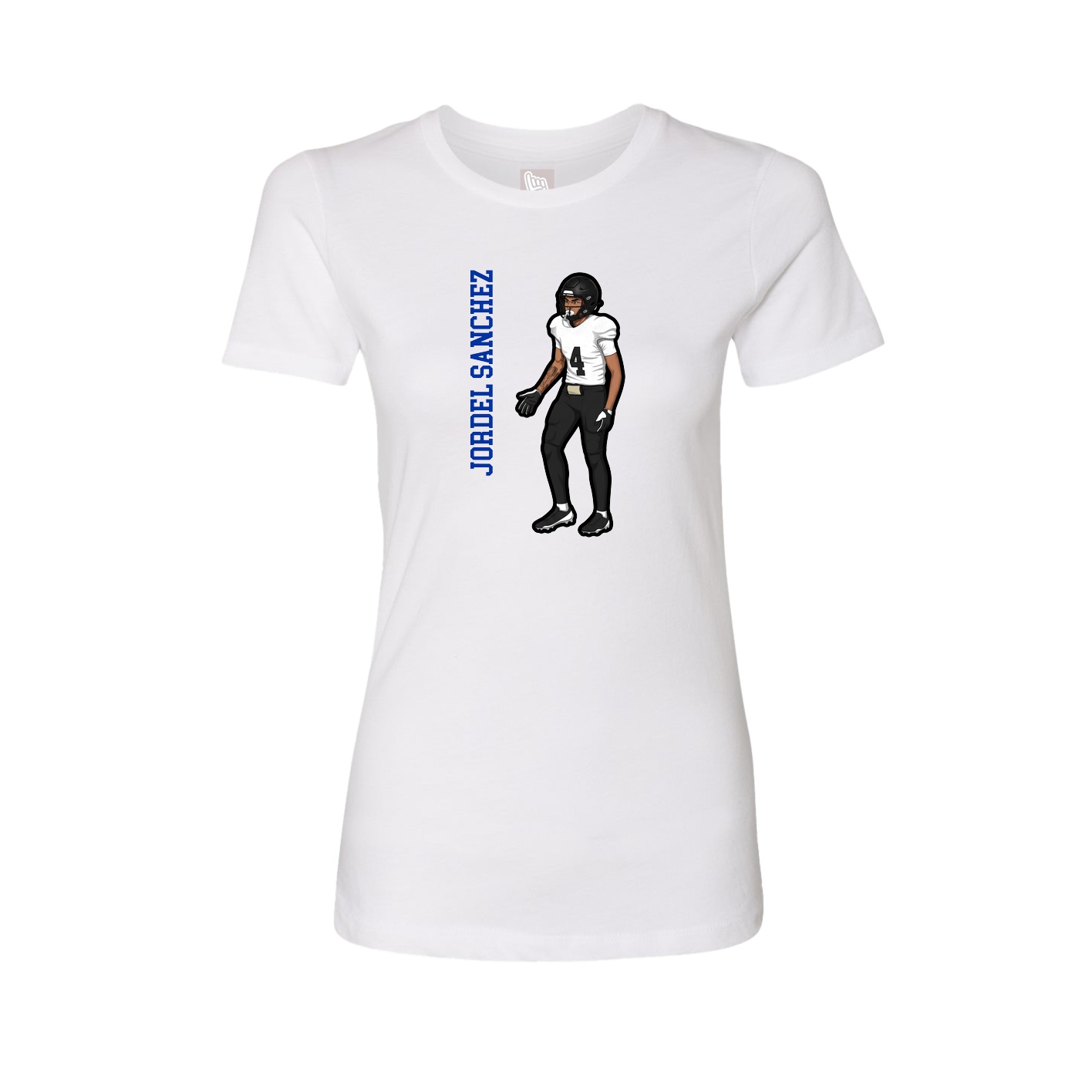 Fitted Women's Tee — Name Vertical in White