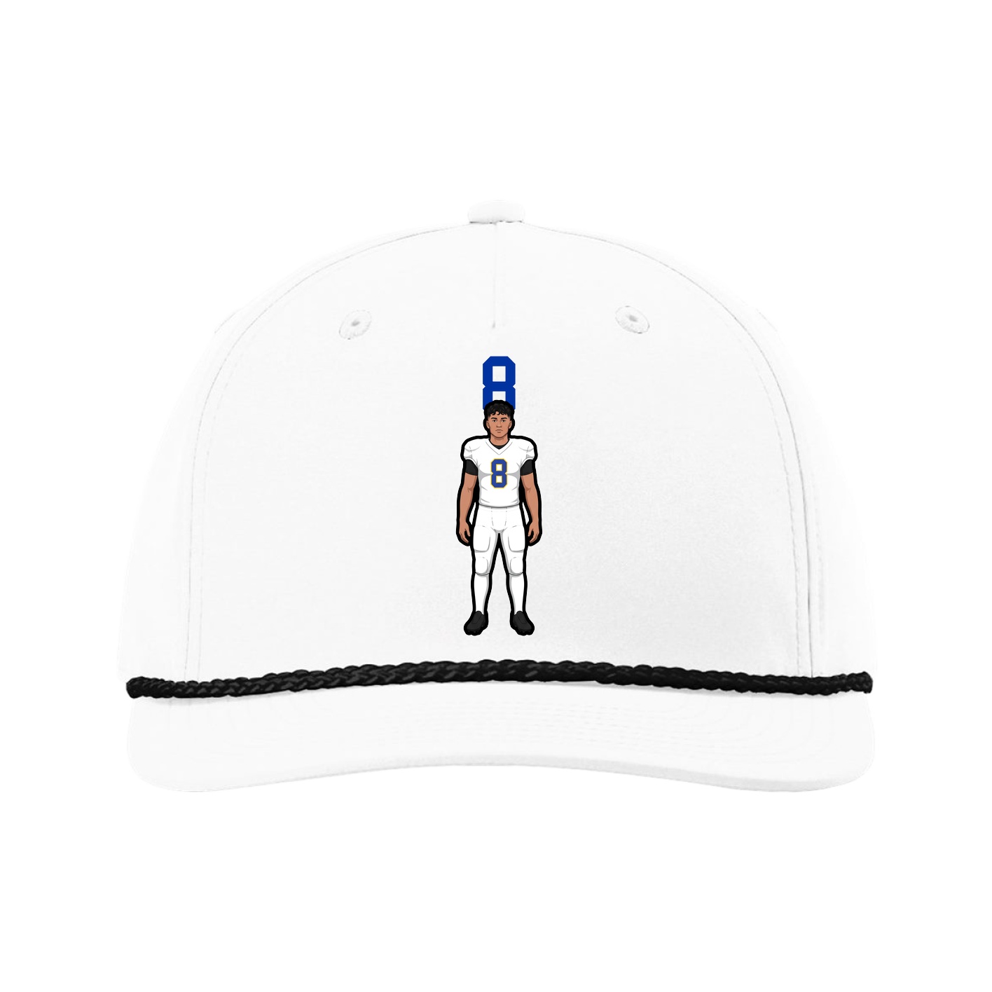 Five-Panel Classic Rope Cap — Number Top in White