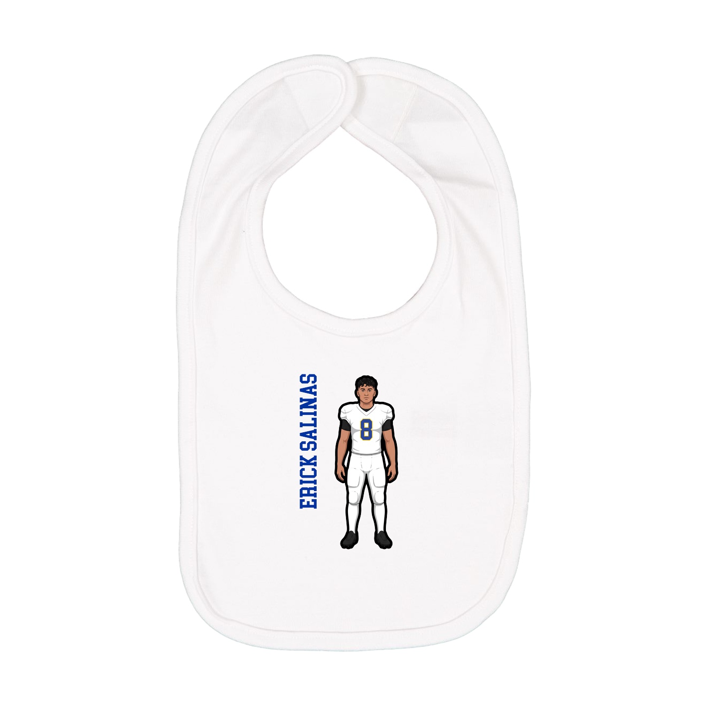 Infant Bib — Name Vertical in White