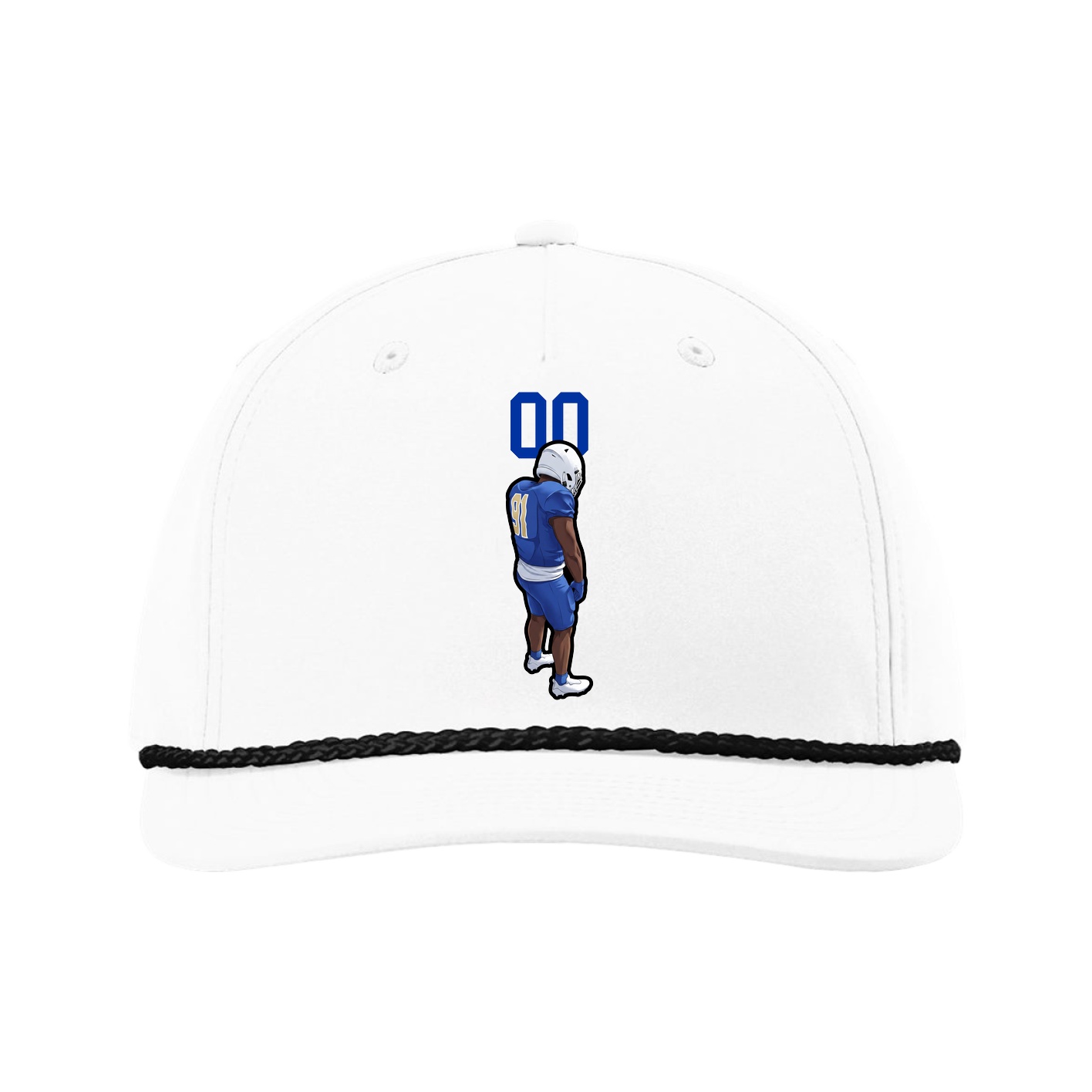 Five-Panel Classic Rope Cap — Number Top in White