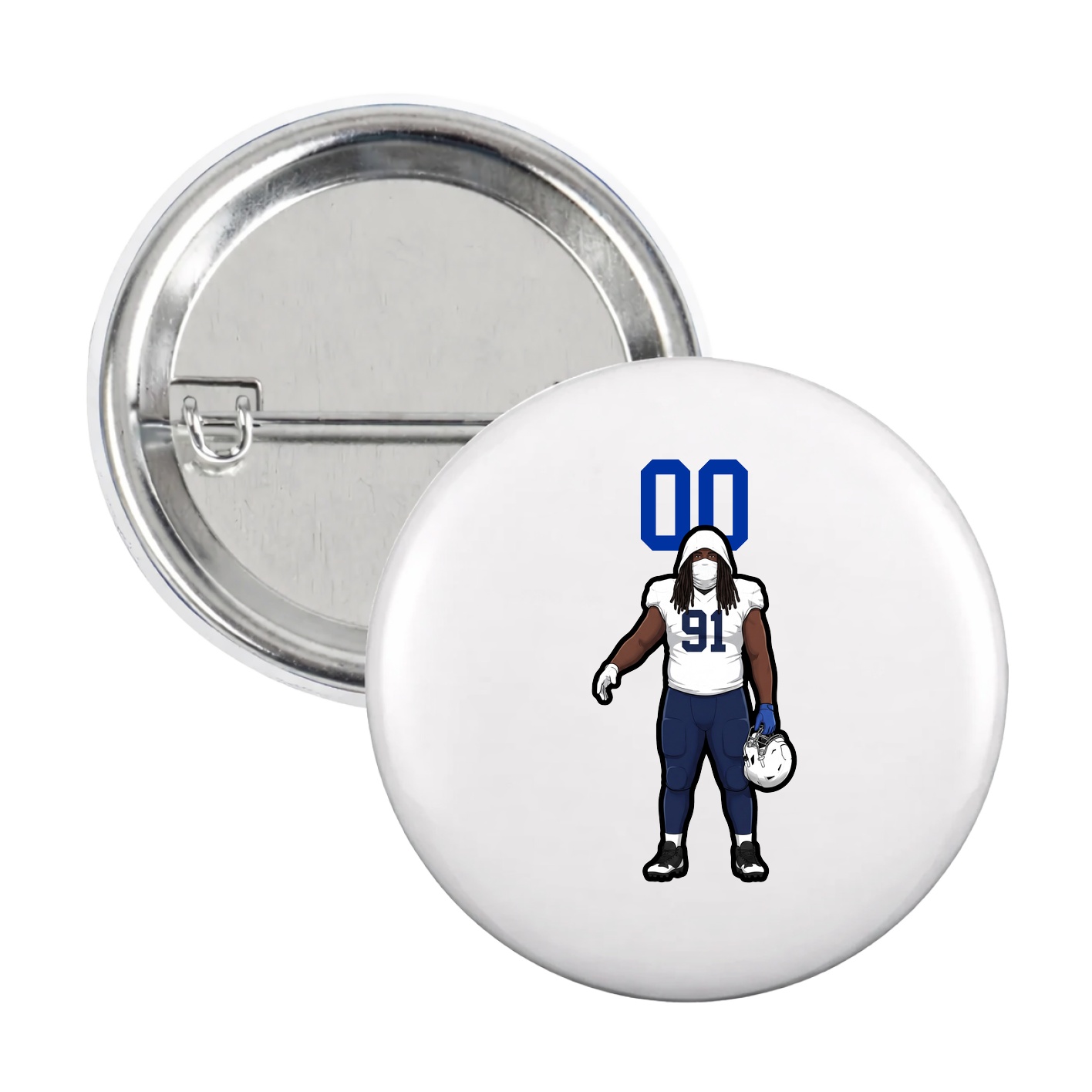 Game Day Button — Number Top in White