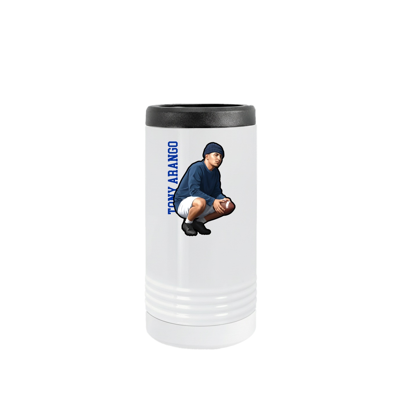 Slim Beverage Holder — Name Vertical in White