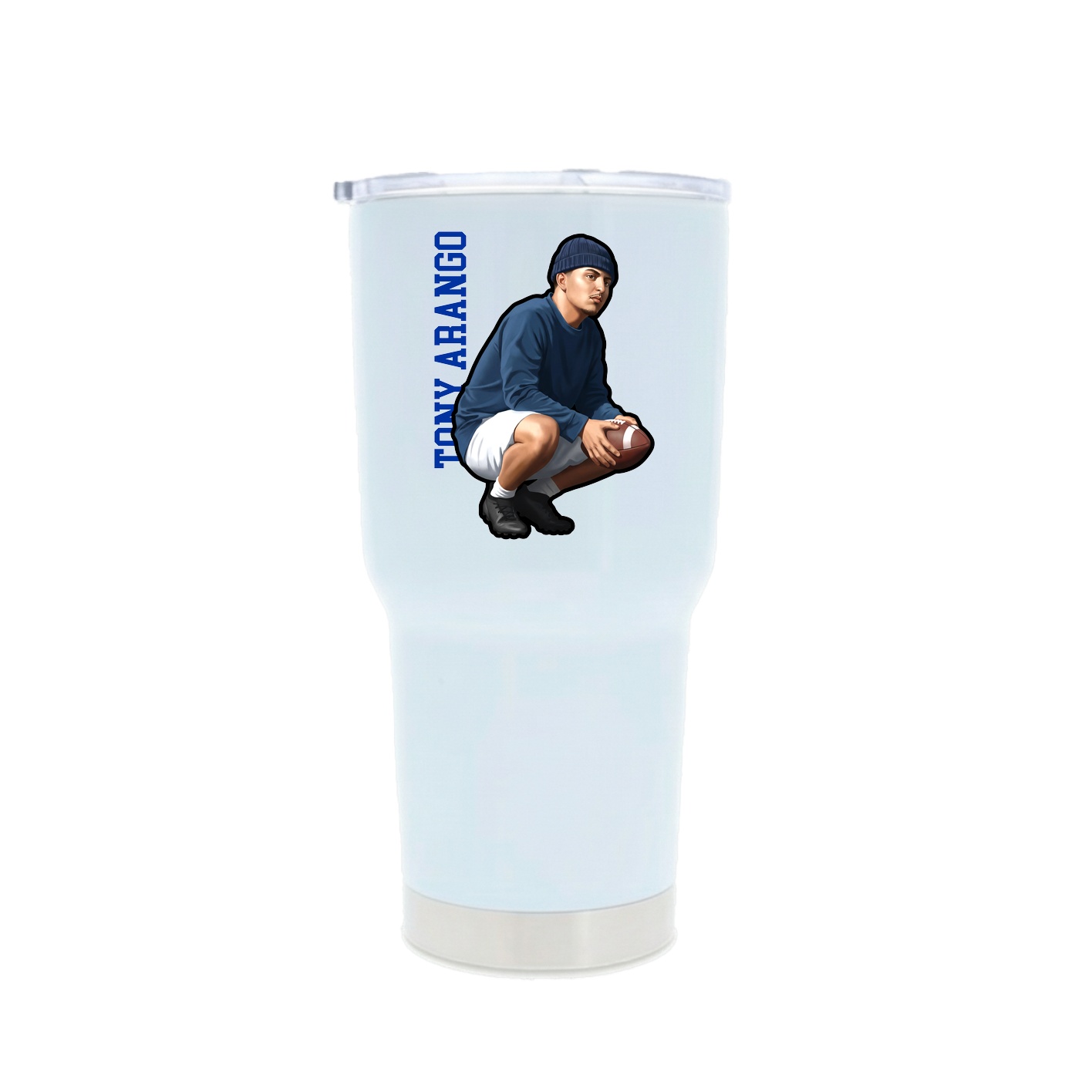 30oz Stainless Steel Tumbler — Name Vertical in White