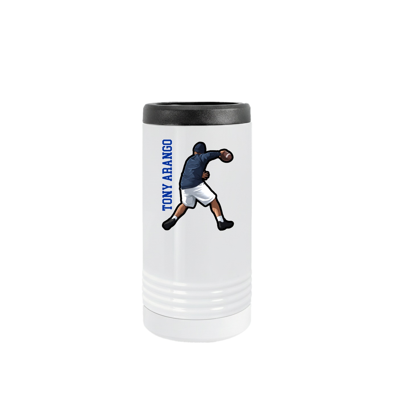 Slim Beverage Holder — Name Vertical in White