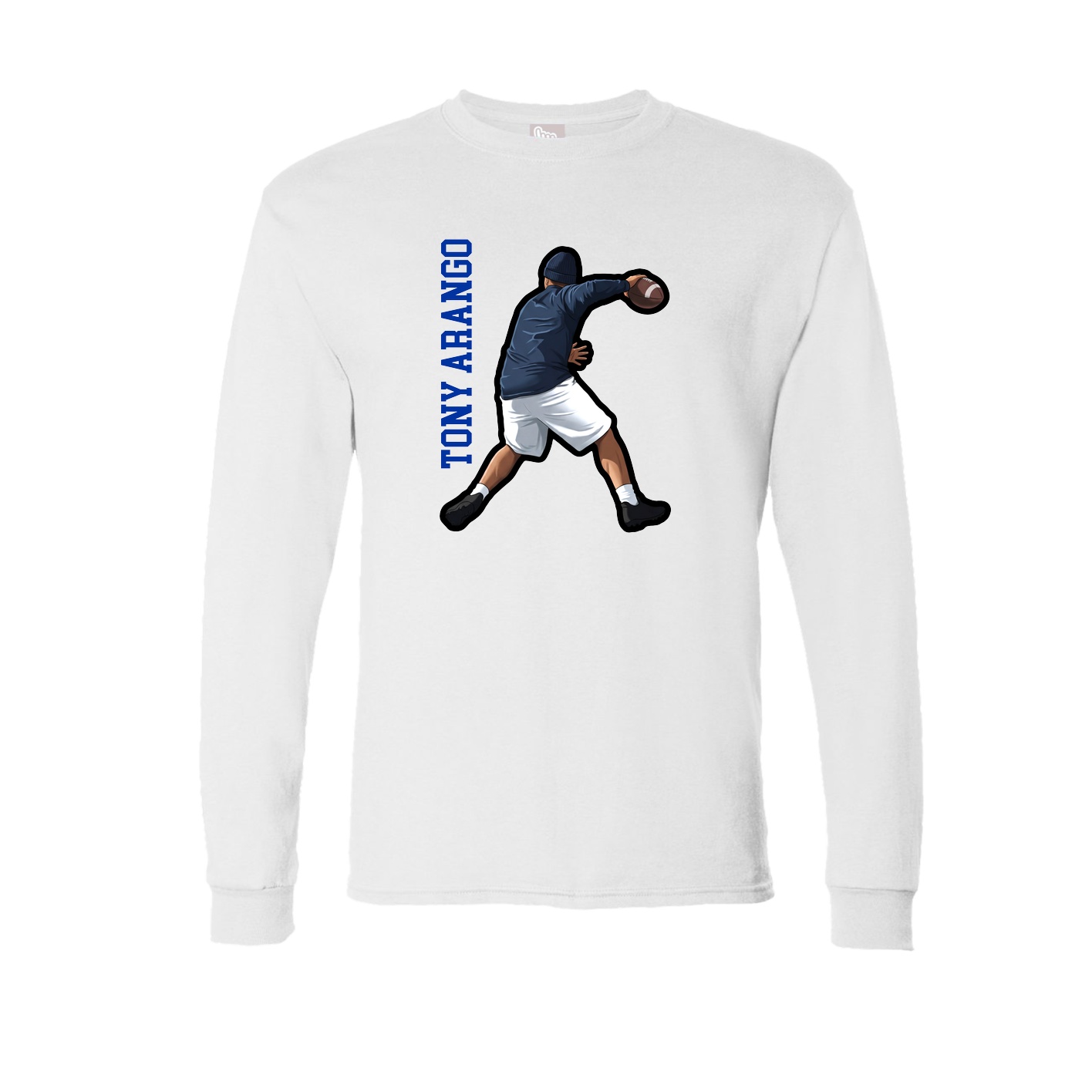 Long Sleeve Tee — Name Vertical in White
