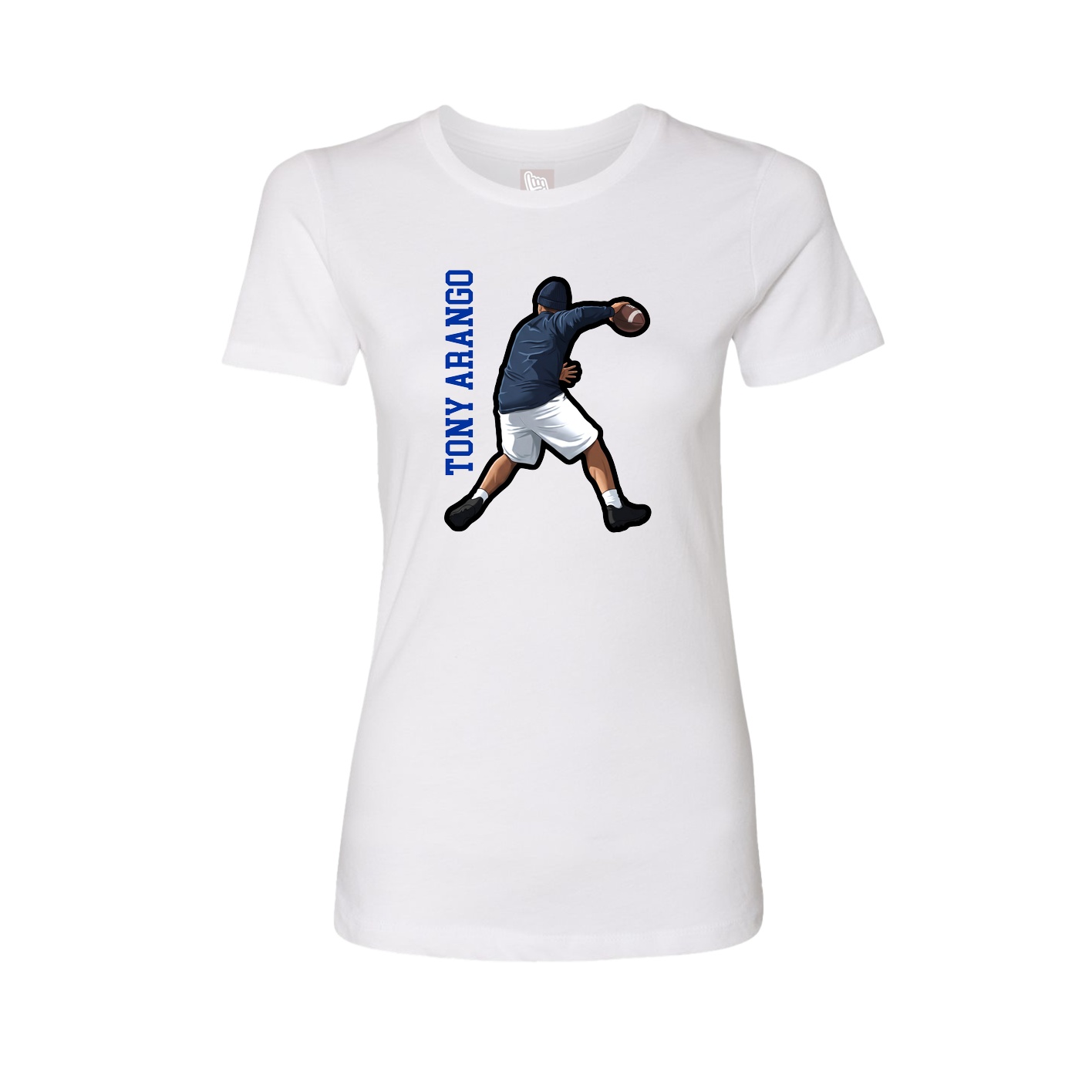 Fitted Women's Tee — Name Vertical in White