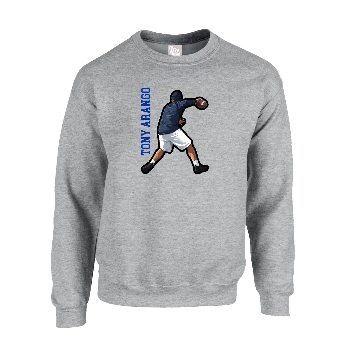 Fleece Crew — Name Vertical in Grey