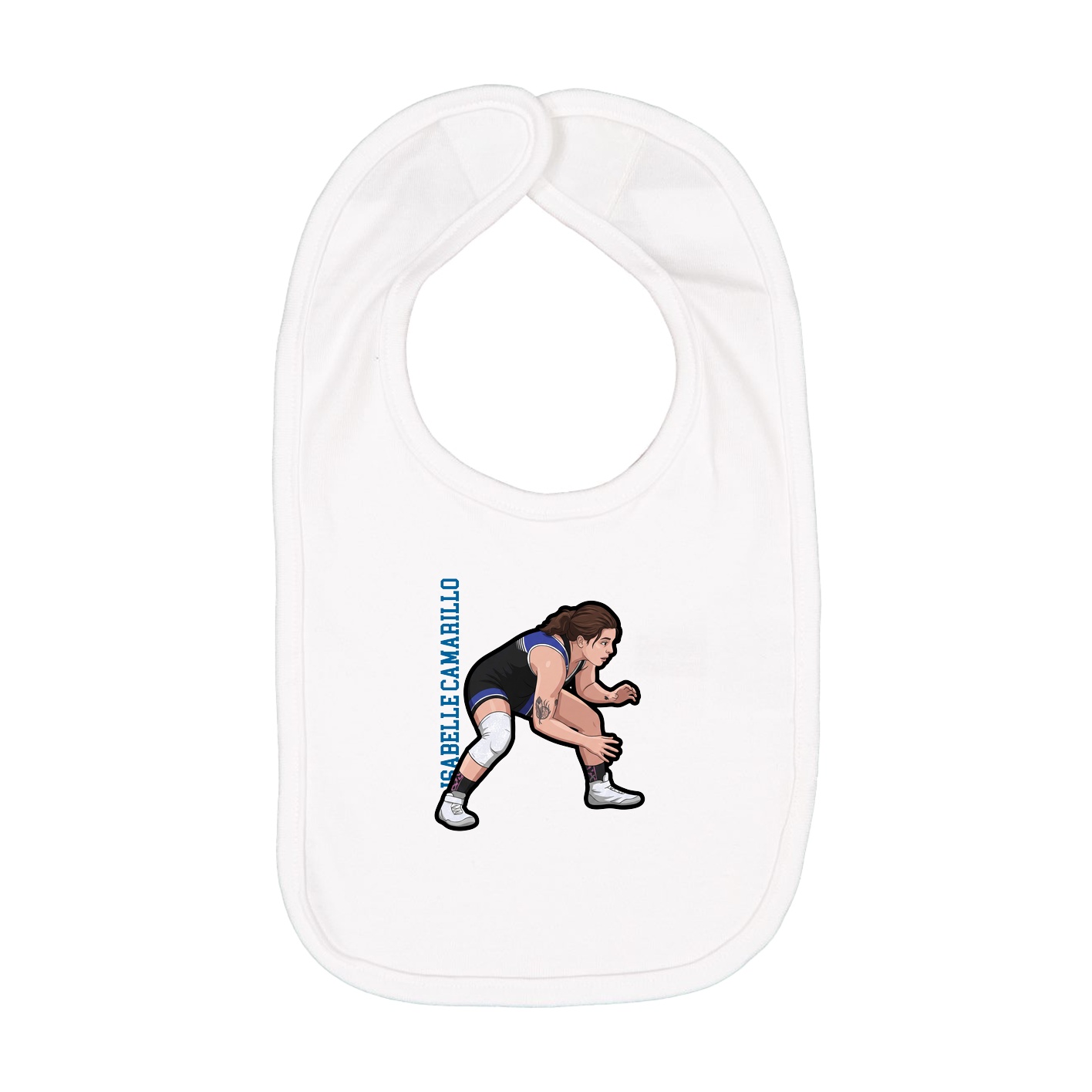 Infant Bib — Name Vertical in White
