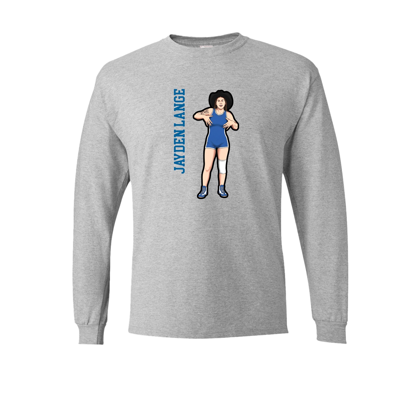 Long Sleeve Tee — Name Vertical in Grey