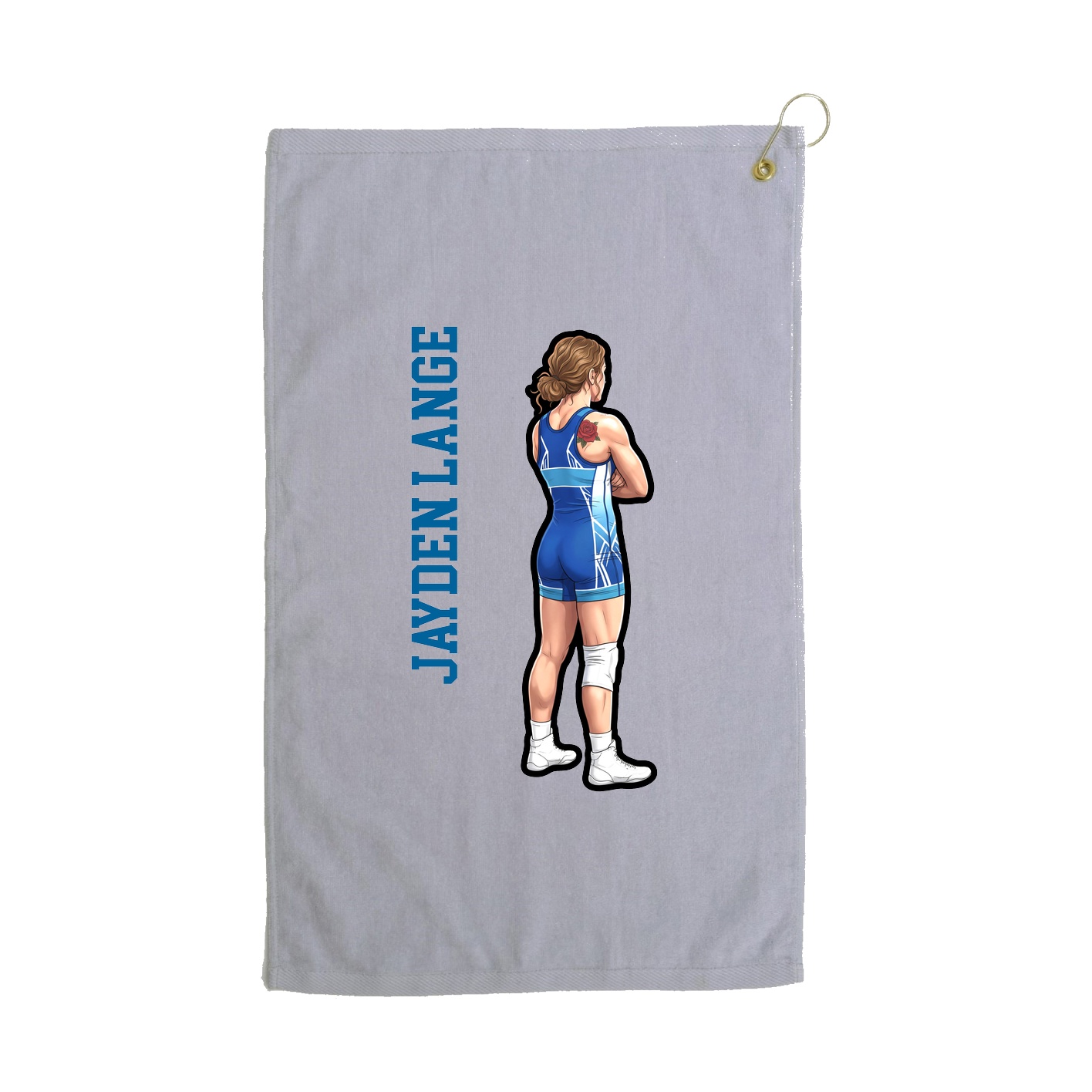 Golf Towel — Name Vertical in Grey