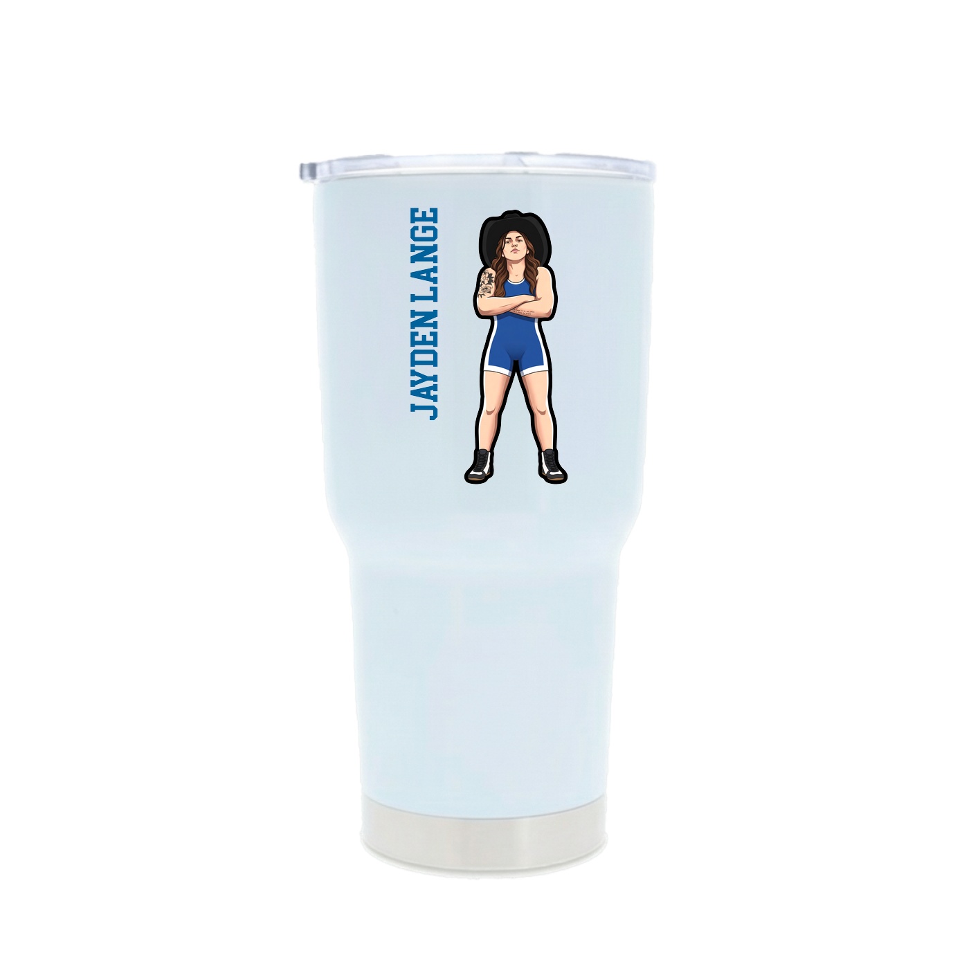 30oz Stainless Steel Tumbler — Name Vertical in White