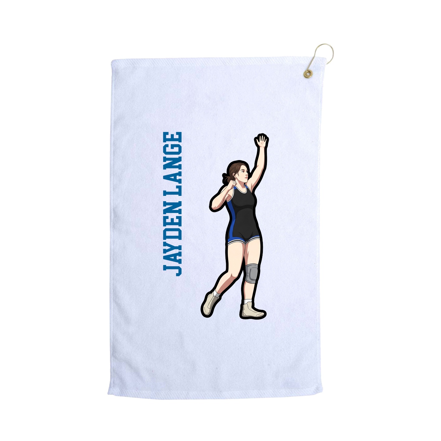 Golf Towel — Name Vertical in White