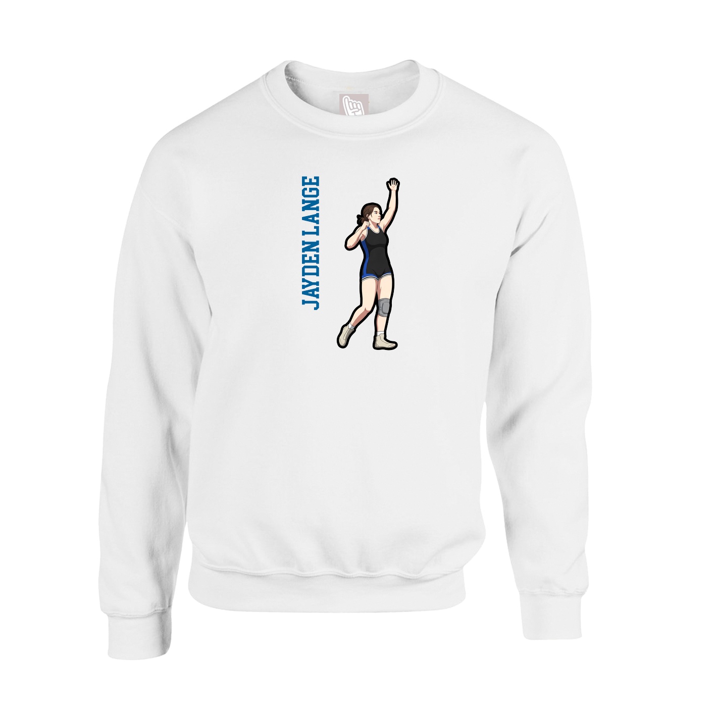 Fleece Crew — Name Vertical in White