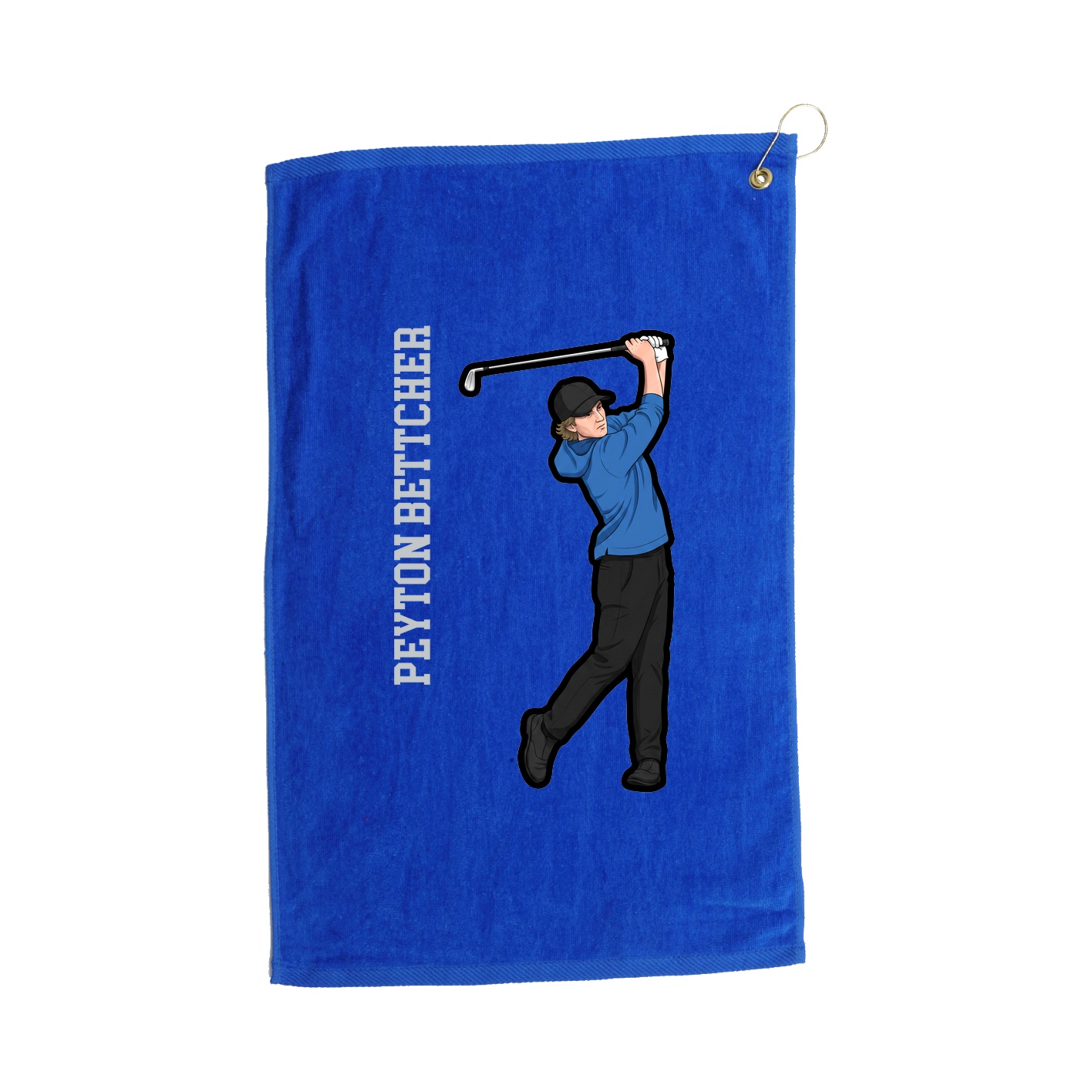 Golf Towel — Name Vertical in Royal