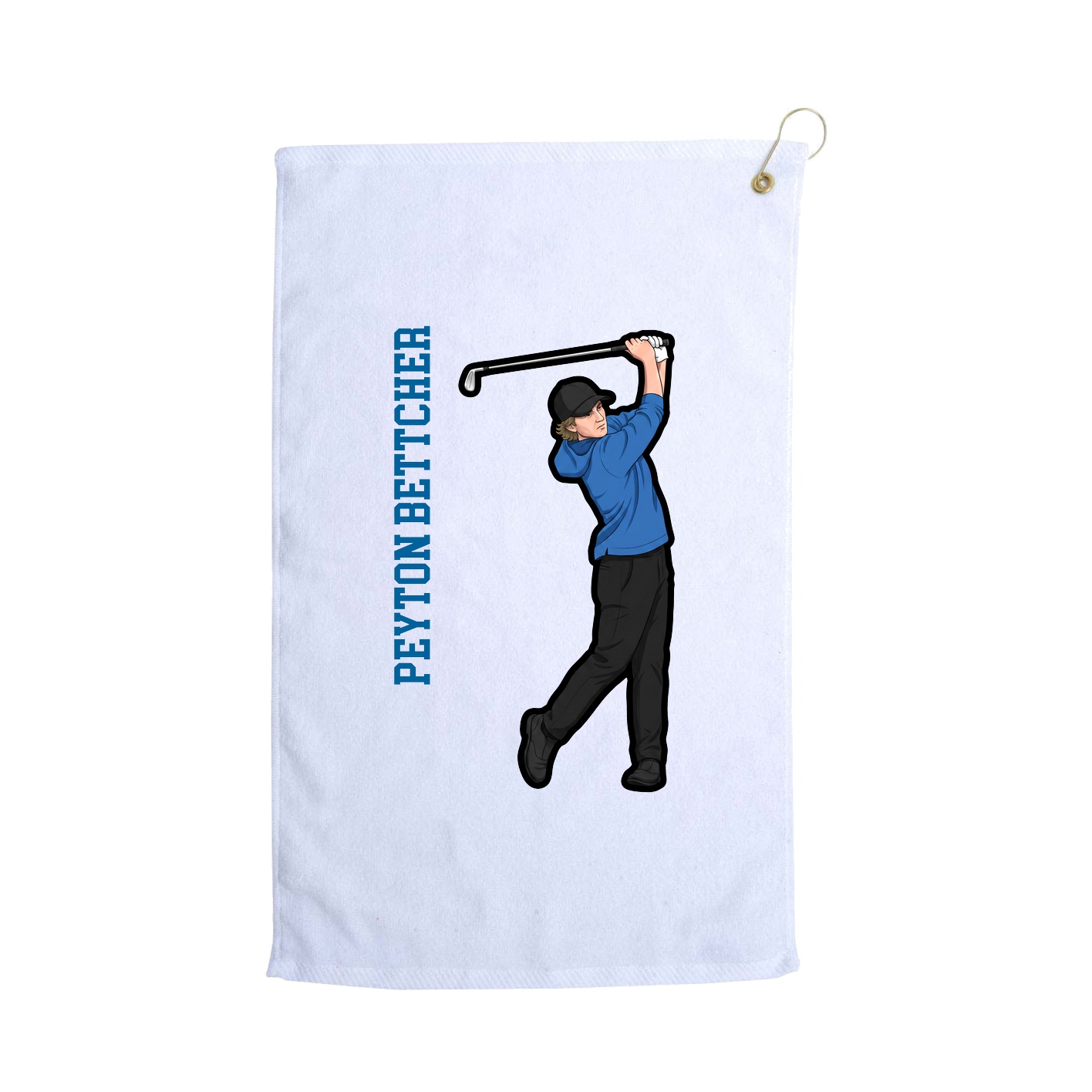 Golf Towel — Name Vertical in White