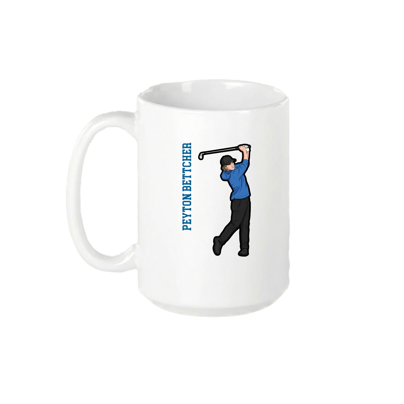 15oz Coffee Mug — Name Vertical in White
