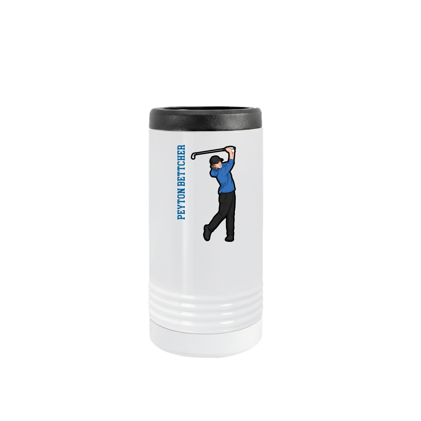 Slim Beverage Holder — Name Vertical in White