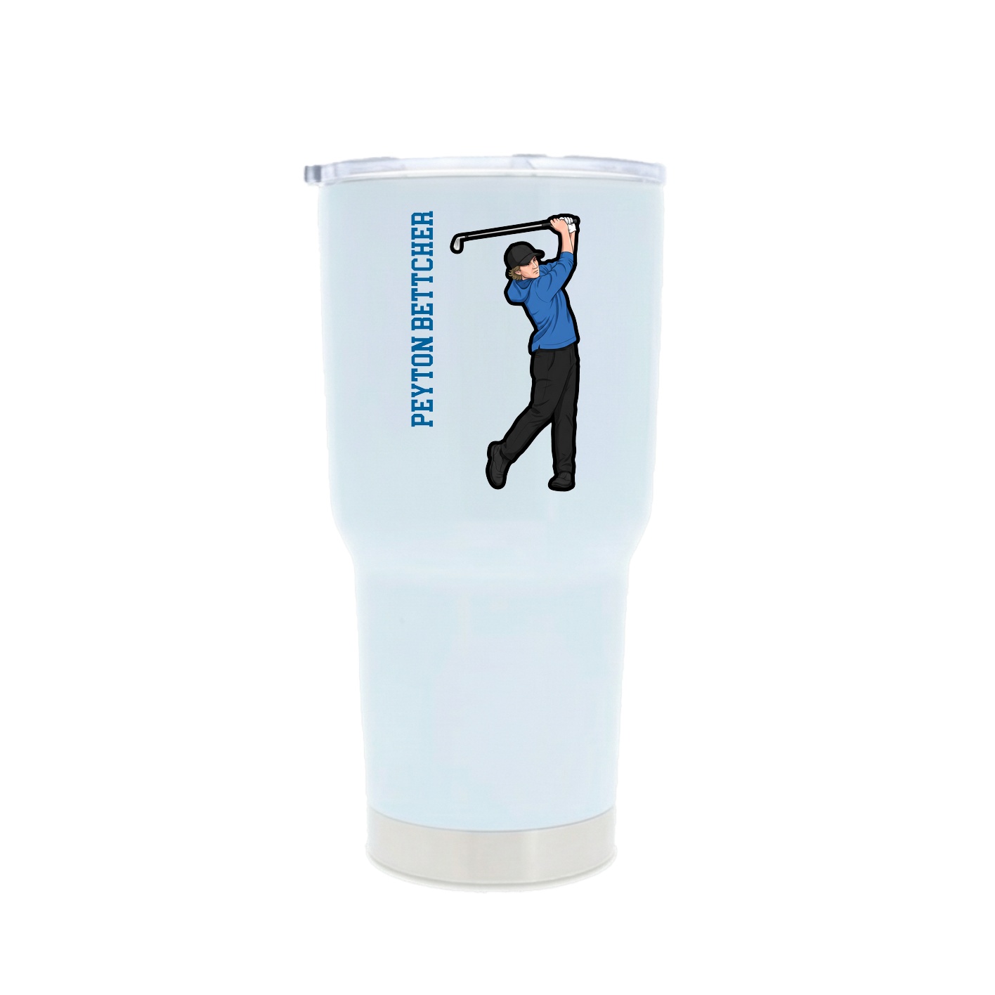 30oz Stainless Steel Tumbler — Name Vertical in White