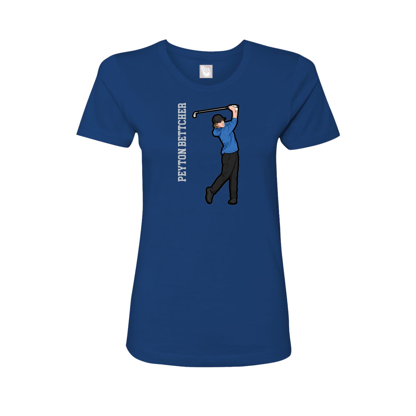 Fitted Women's Tee — Name Vertical in Royal