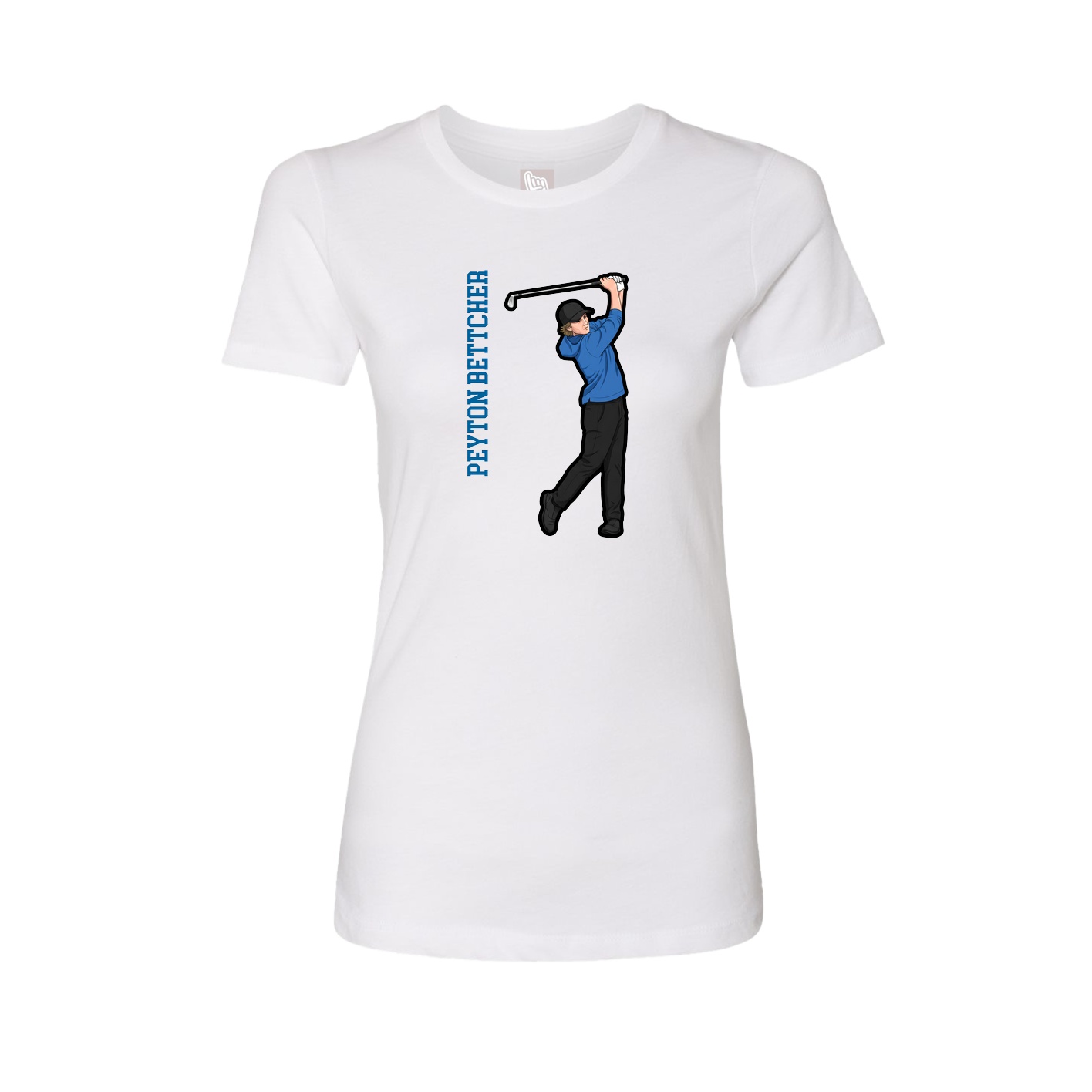 Fitted Women's Tee — Name Vertical in White
