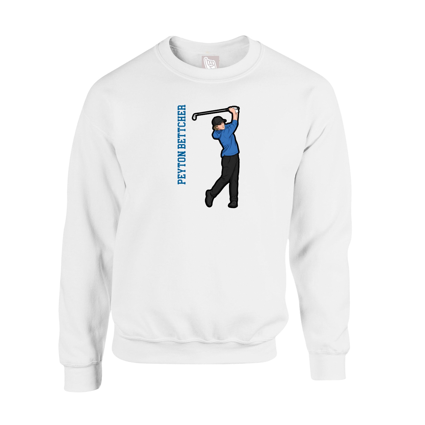 Fleece Crew — Name Vertical in White