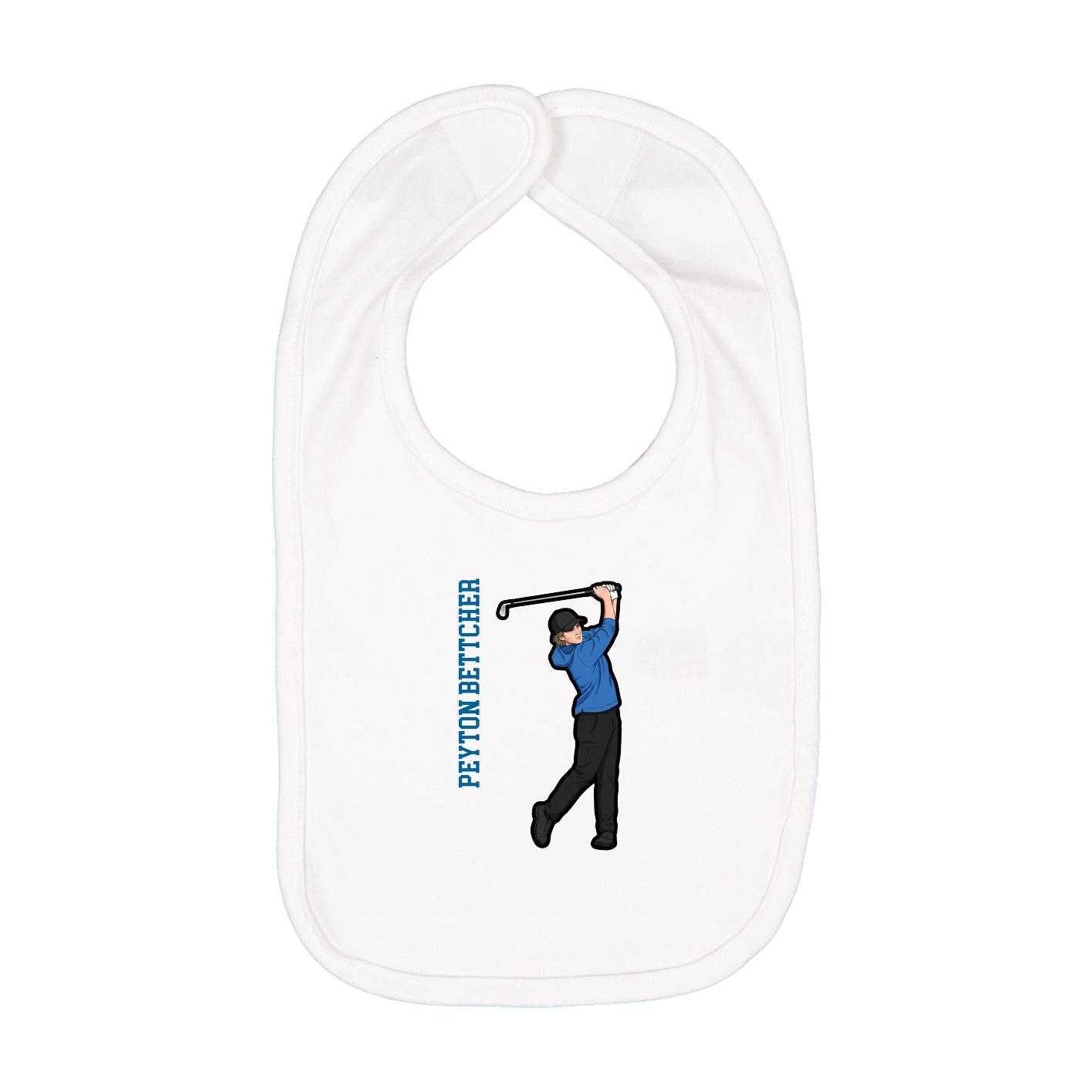 Infant Bib — Name Vertical in White