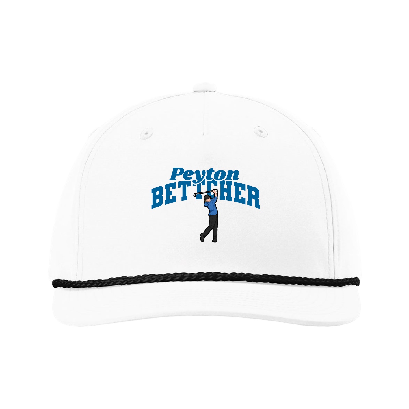 Five-Panel Classic Rope Cap — Signature Arch in White