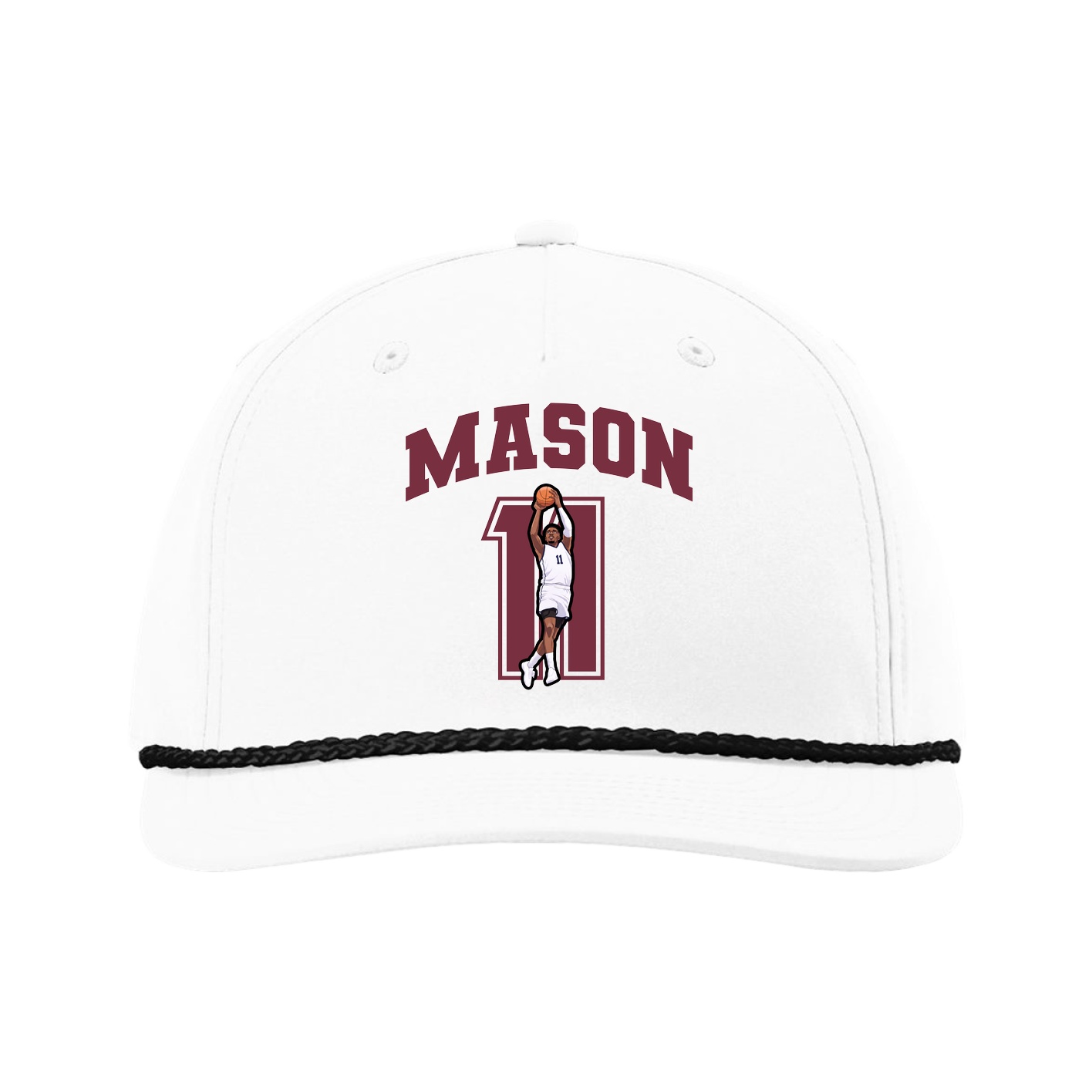 Five-Panel Classic Rope Cap — Number in White