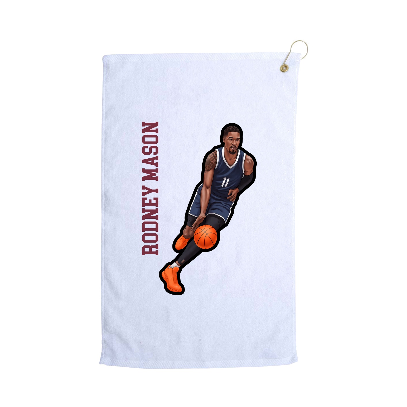 Golf Towel — Name Vertical in White