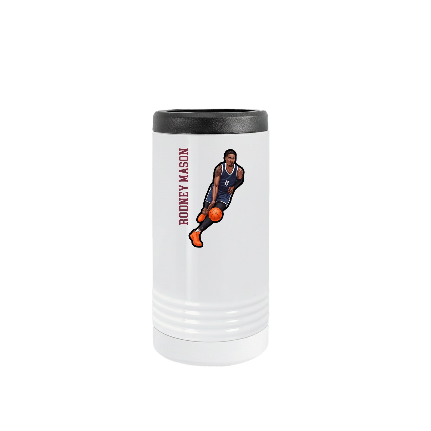 Slim Beverage Holder — Name Vertical in White