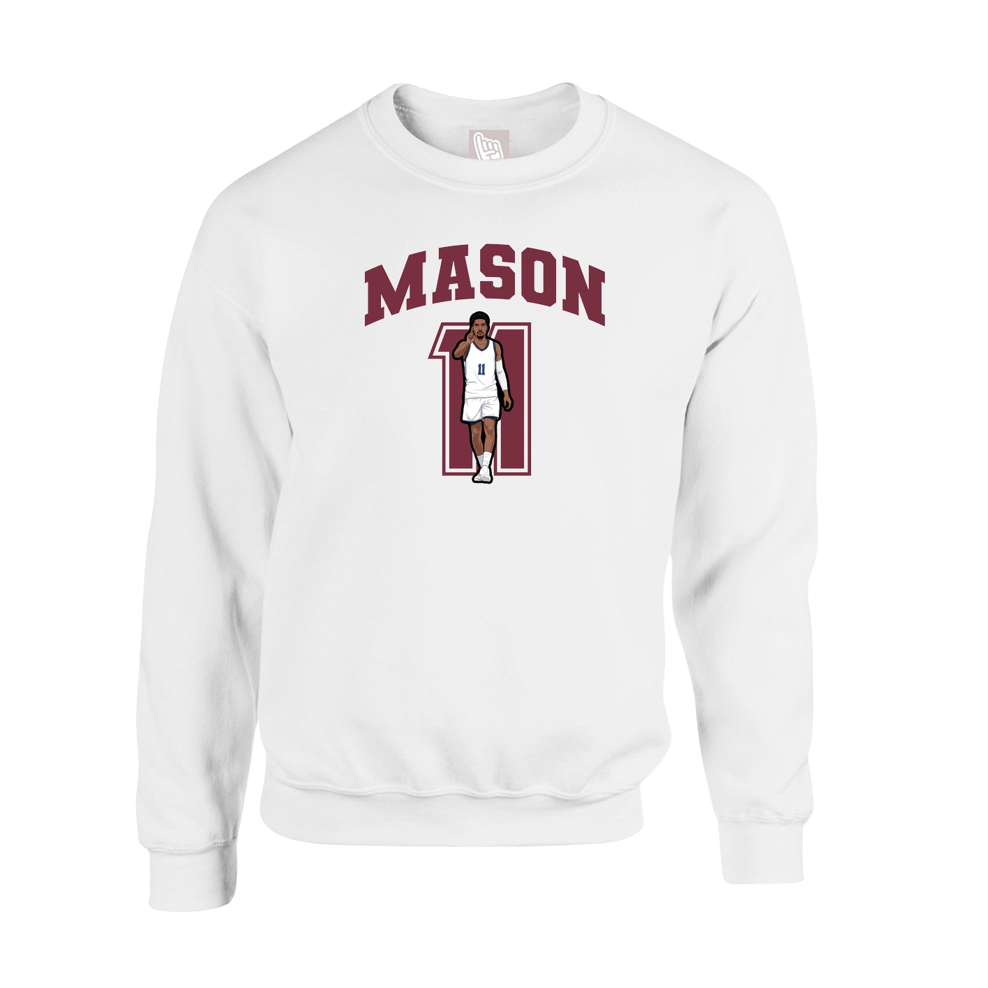 Fleece Crew — Number in White