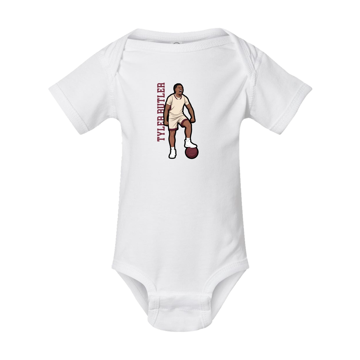 Baby Onesie — Name Vertical in White
