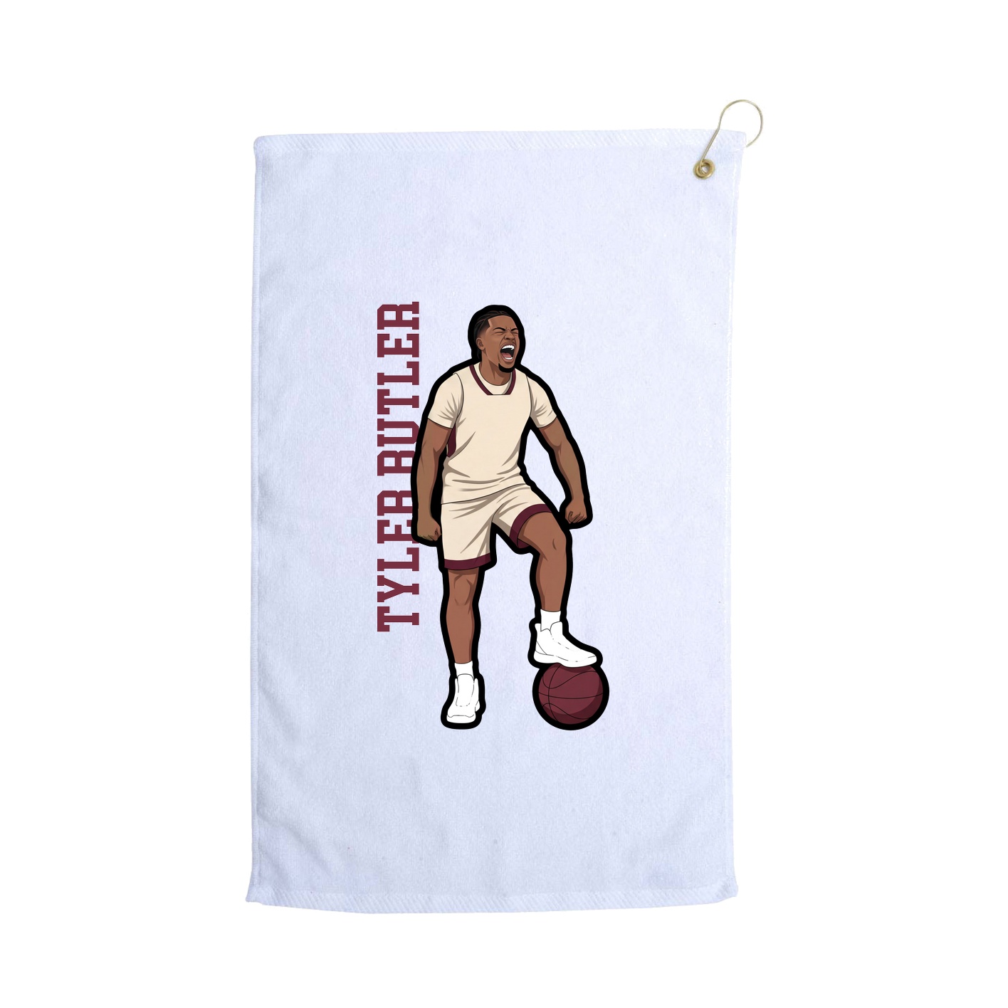 Golf Towel — Name Vertical in White