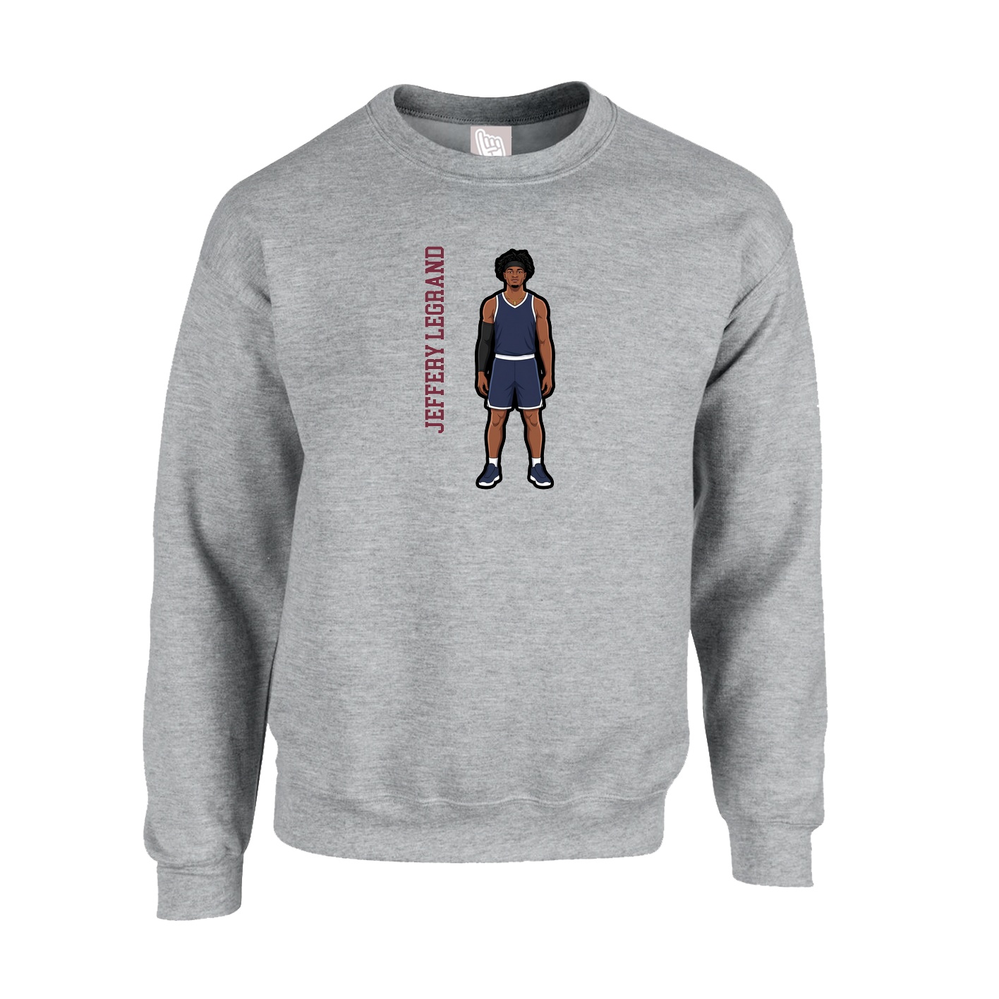 Fleece Crew — Name Vertical in Grey