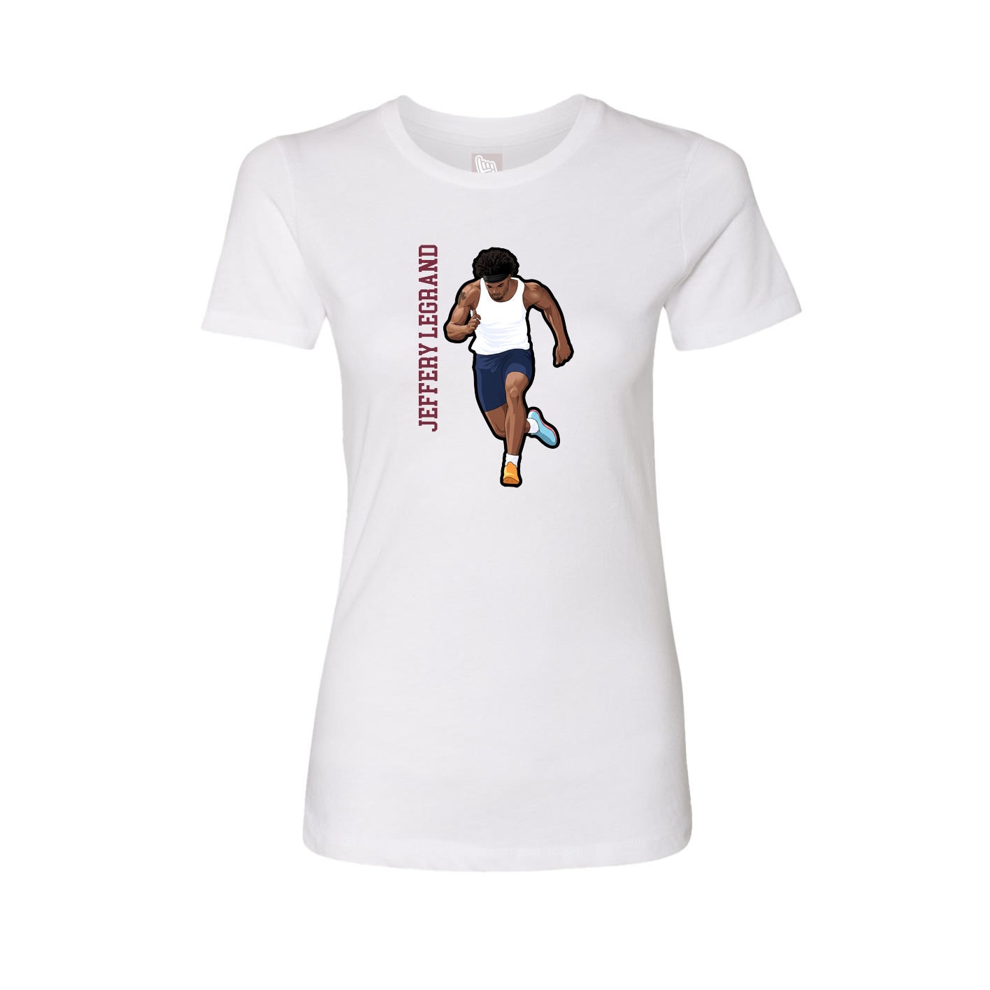Womens Tee — Name Vertical in White
