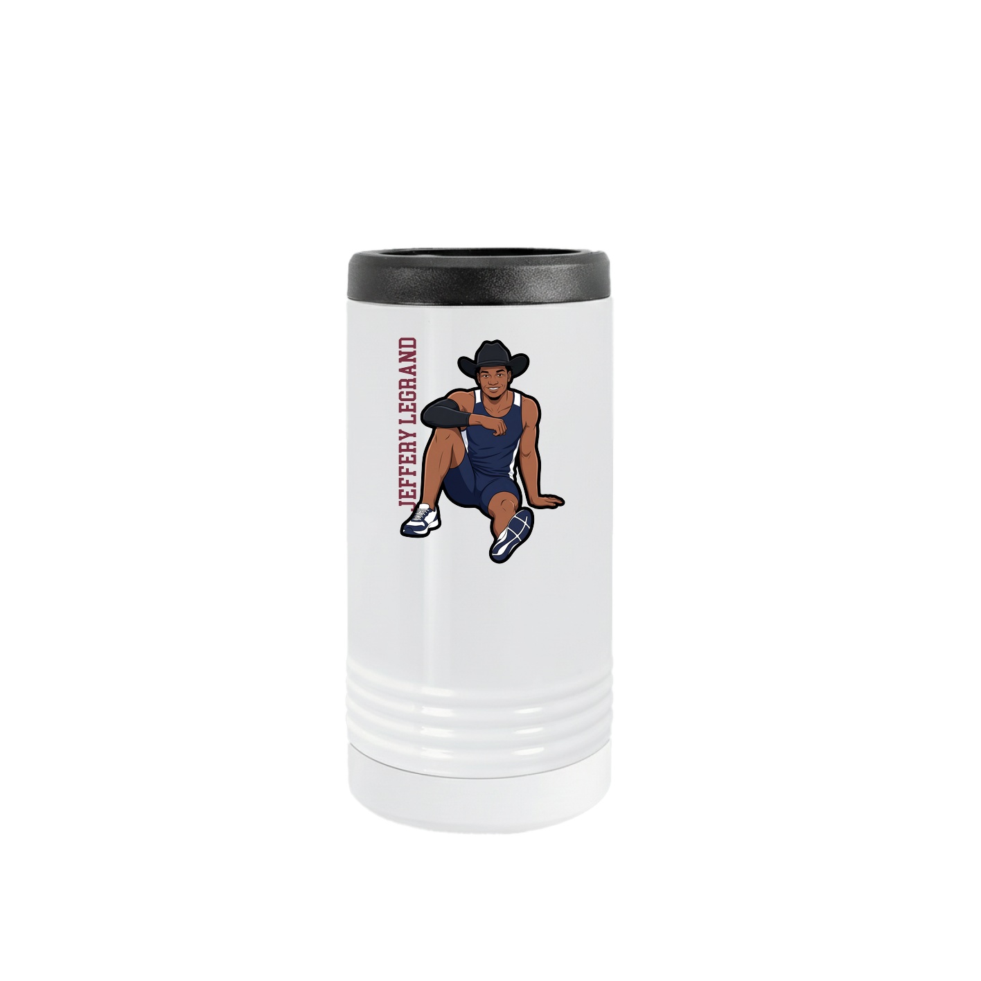 Slim Beverage Holder — Name Vertical in White