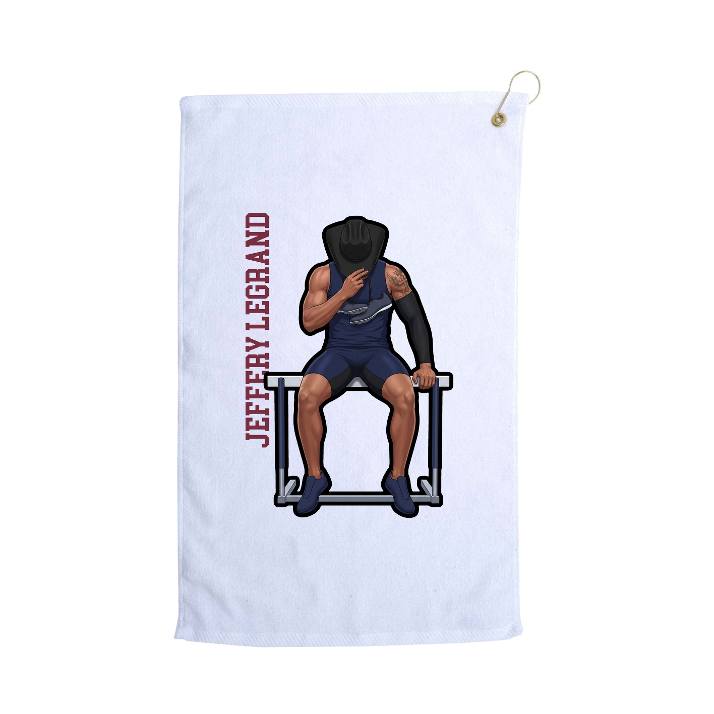 Golf Towel — Name Vertical in White