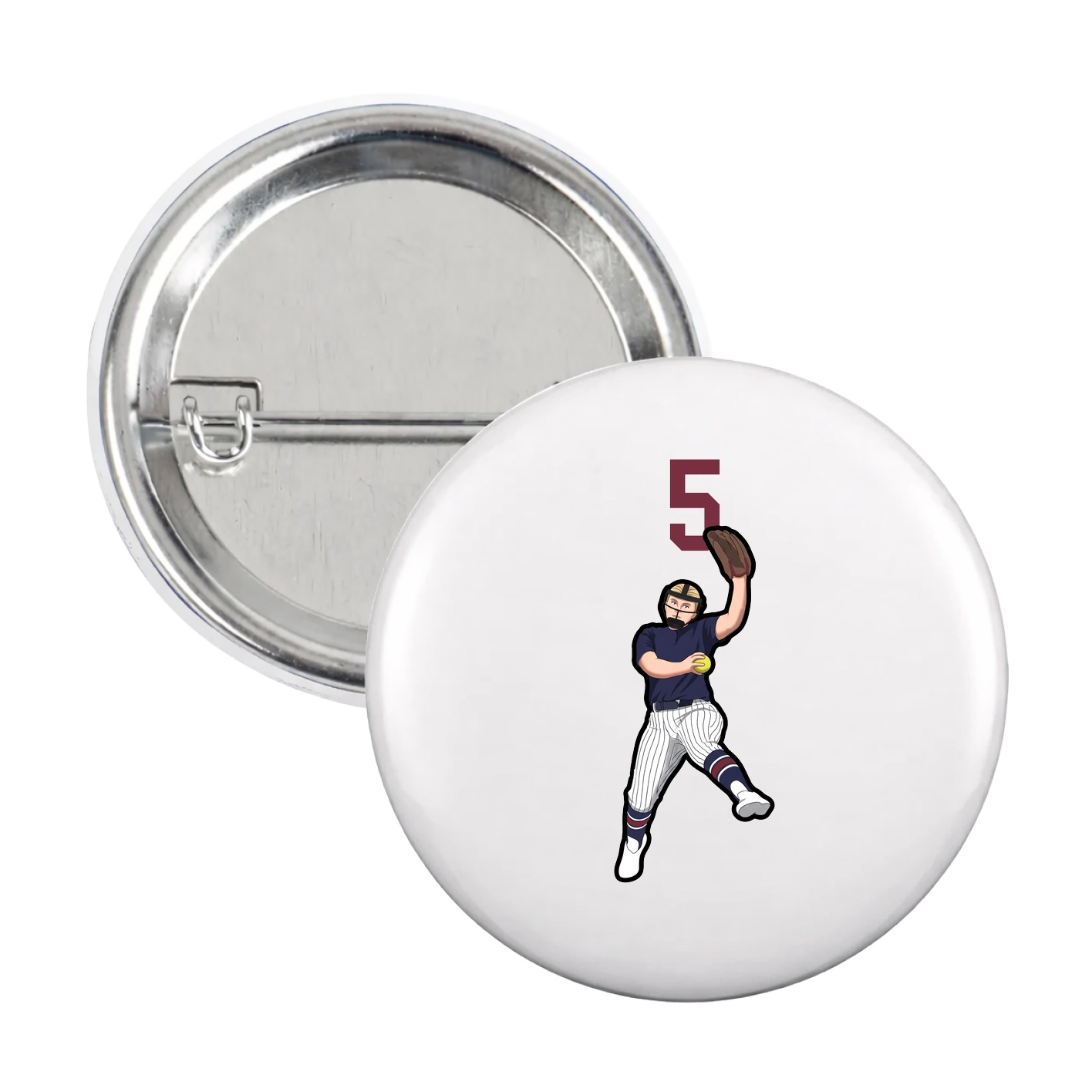 Game Day Button — Number Top in White