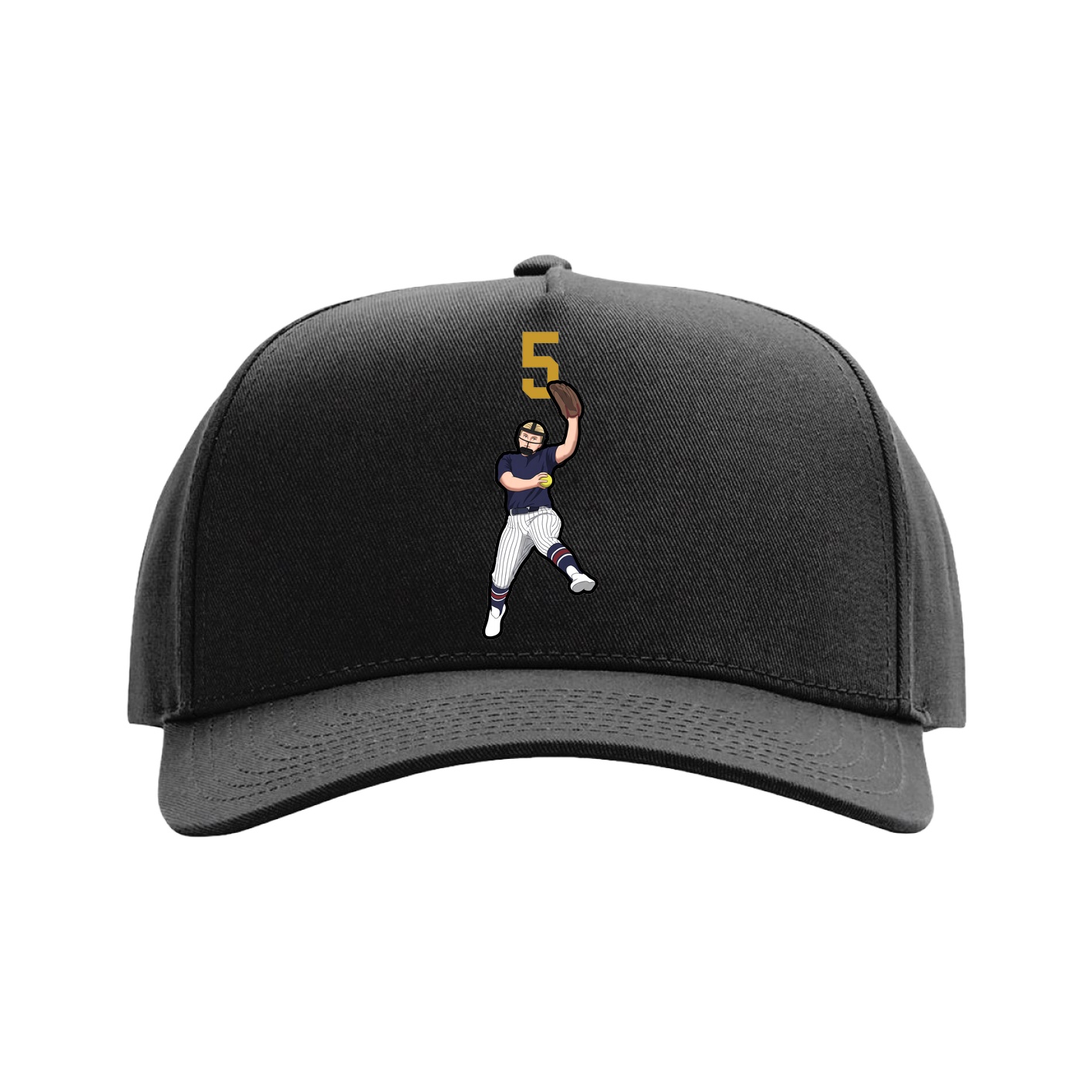 Full Fabric Five-Panel Champ Cap — Number Top in Black